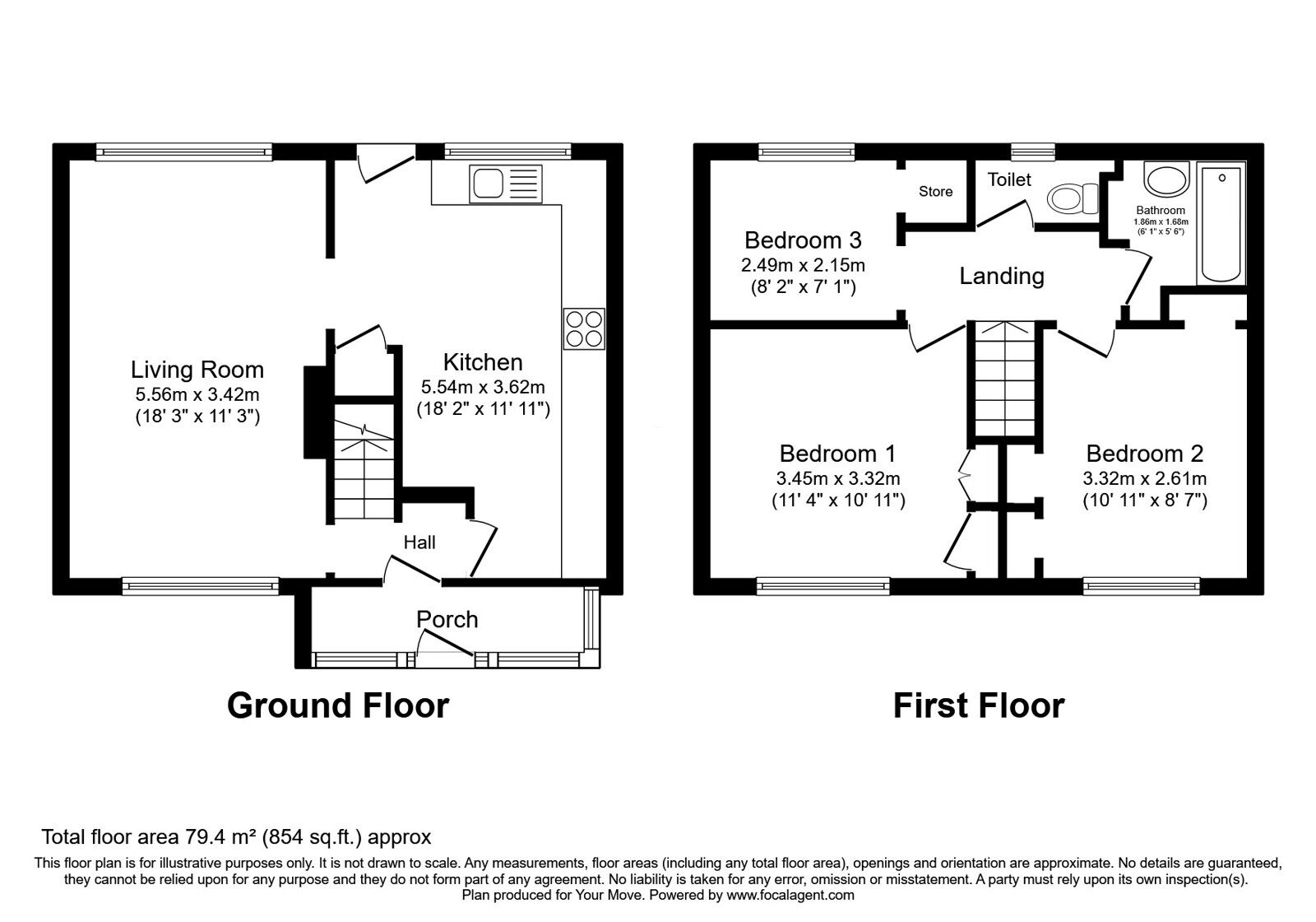 Floorplan of 3 bedroom Semi Detached House for sale, Seagull Road, Rochester, Kent, ME2
