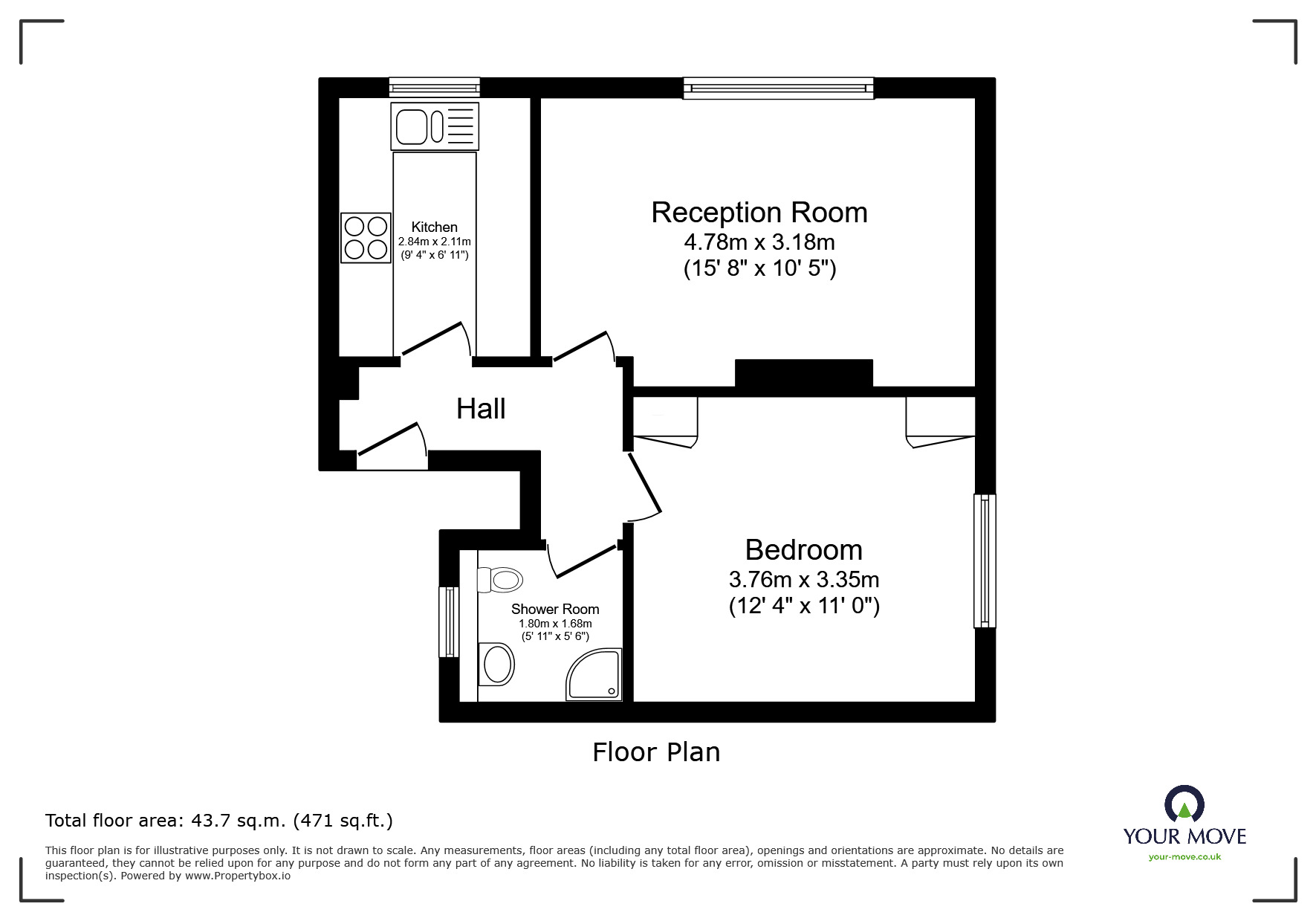 Floorplan of 1 bedroom Flat for sale, Warren Wood Road, Rochester, Kent, ME1