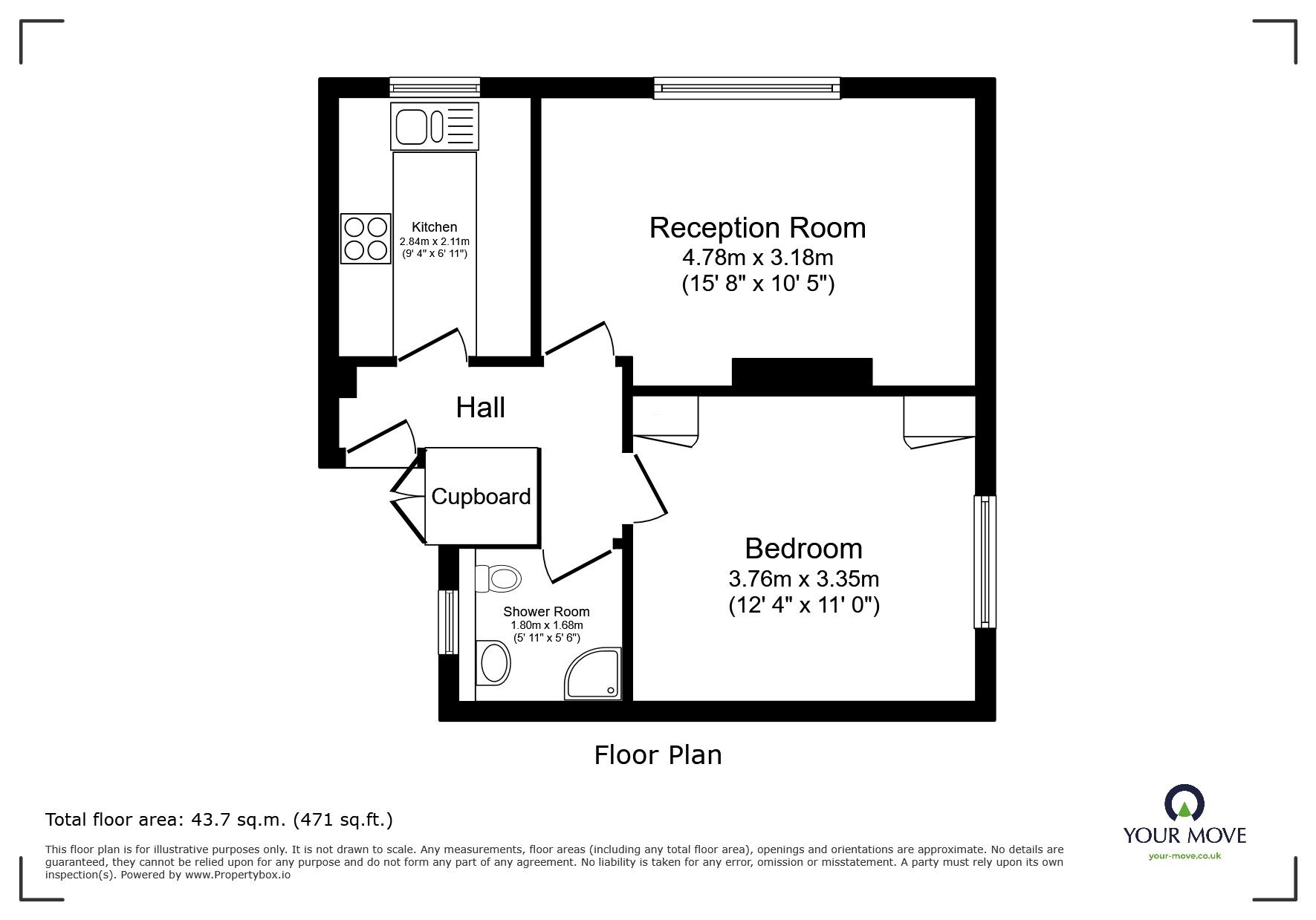 Floorplan of 1 bedroom Flat for sale, Warren Wood Road, Rochester, Kent, ME1