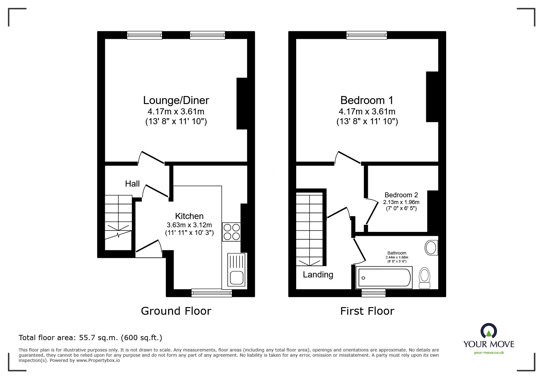 Floorplan of 2 bedroom Flat for sale, High Street, Rochester, Kent, ME1