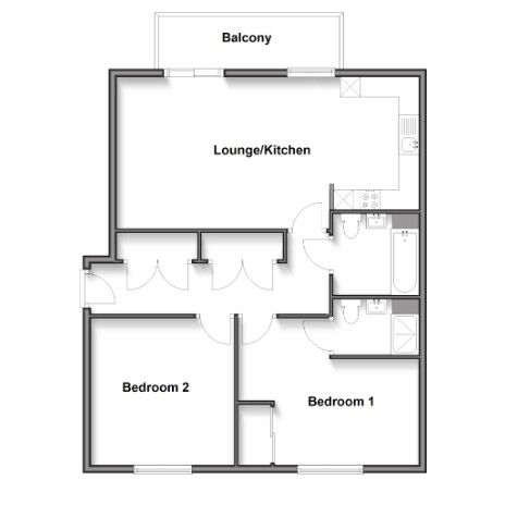 Floorplan of 2 bedroom Flat to rent, 16, Knights Templar Way, Rochester, Kent, ME2