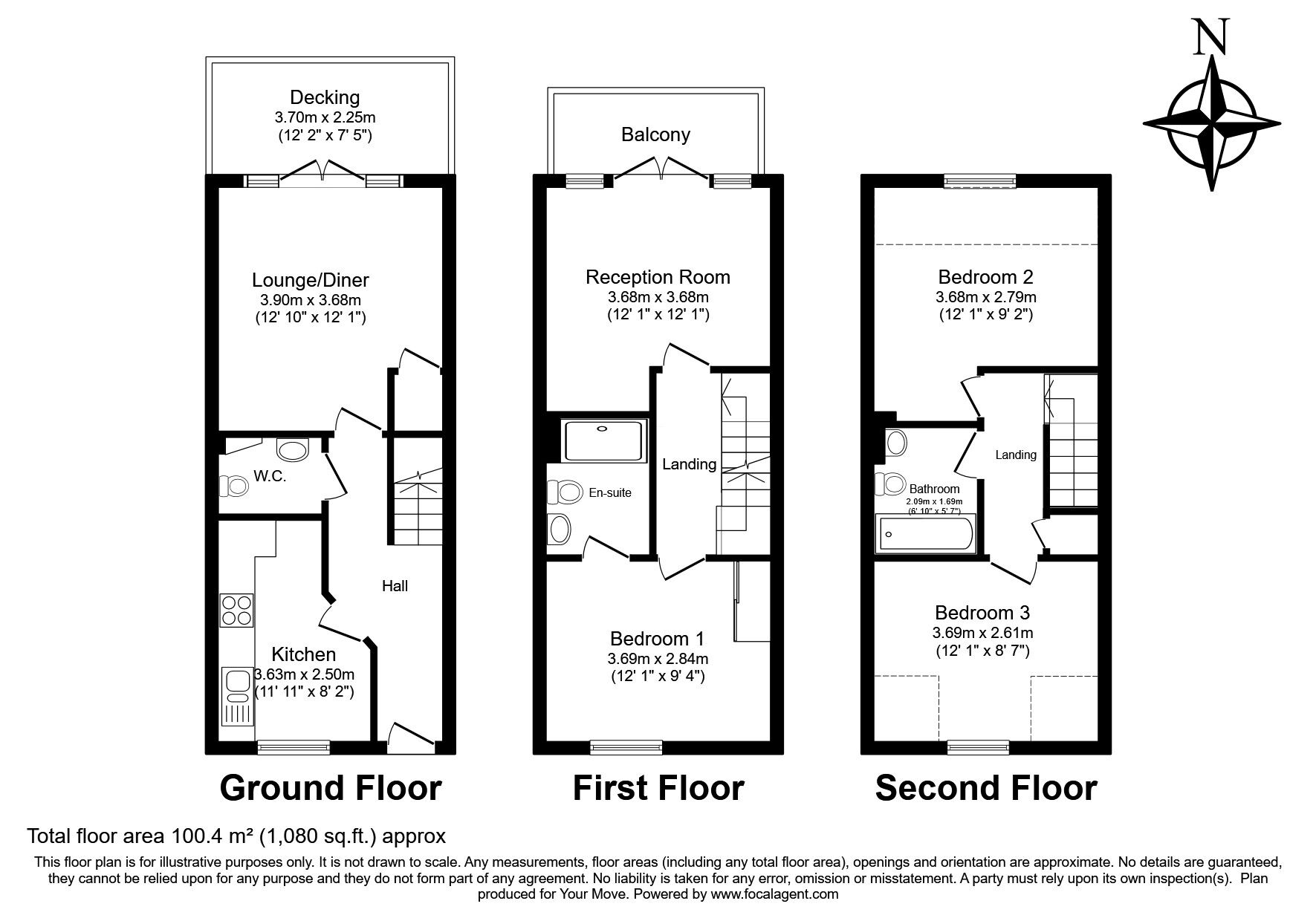 Floorplan of 4 bedroom Mid Terrace House for sale, Hall Road, Wouldham, Kent, ME1