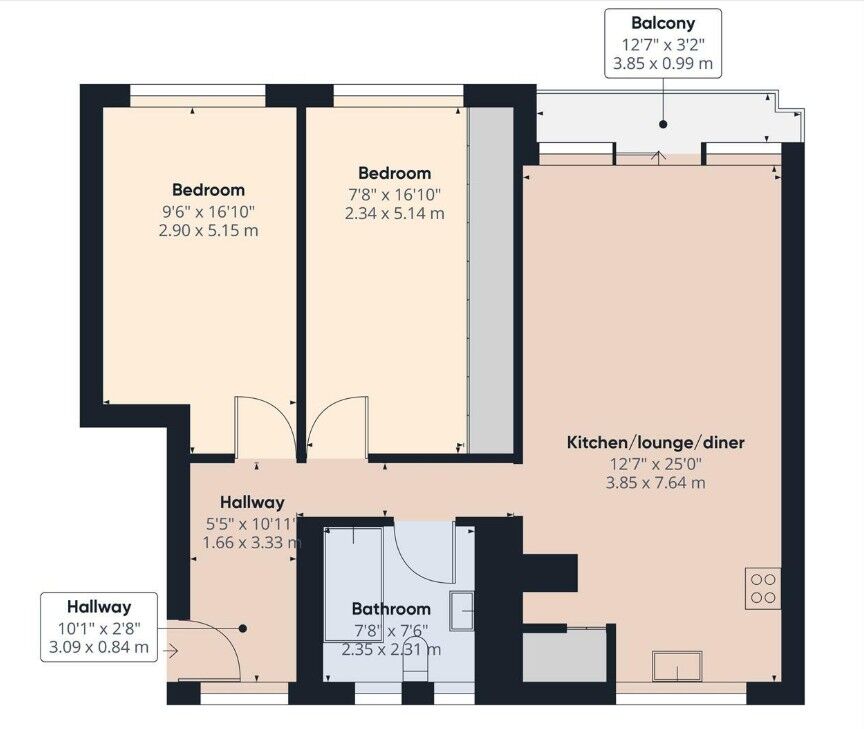 Floorplan of 2 bedroom Flat to rent, Humber Crescent, Rochester, Kent, ME2