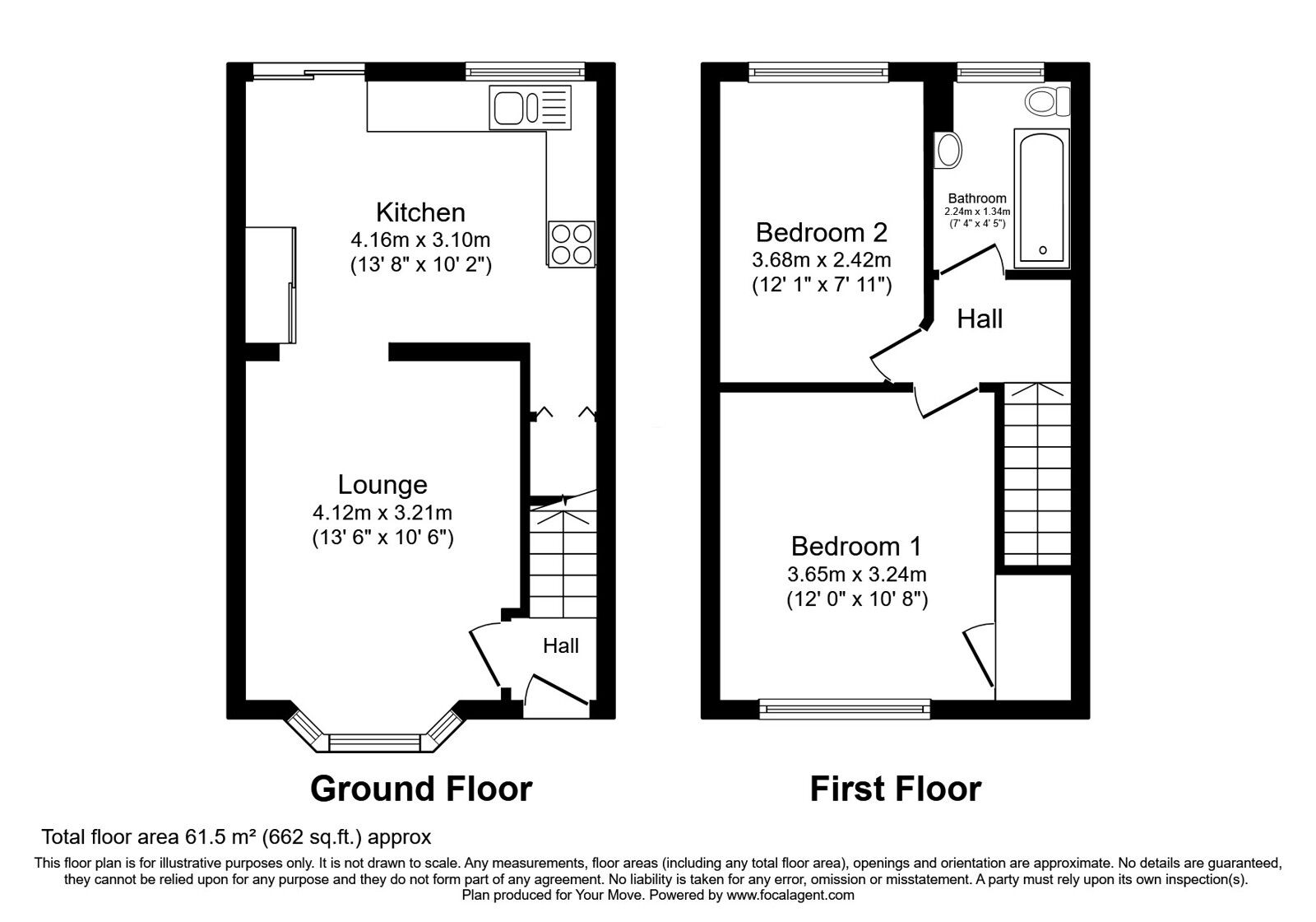 Floorplan of 2 bedroom Mid Terrace House for sale, Fulmar Road, Rochester, Kent, ME2