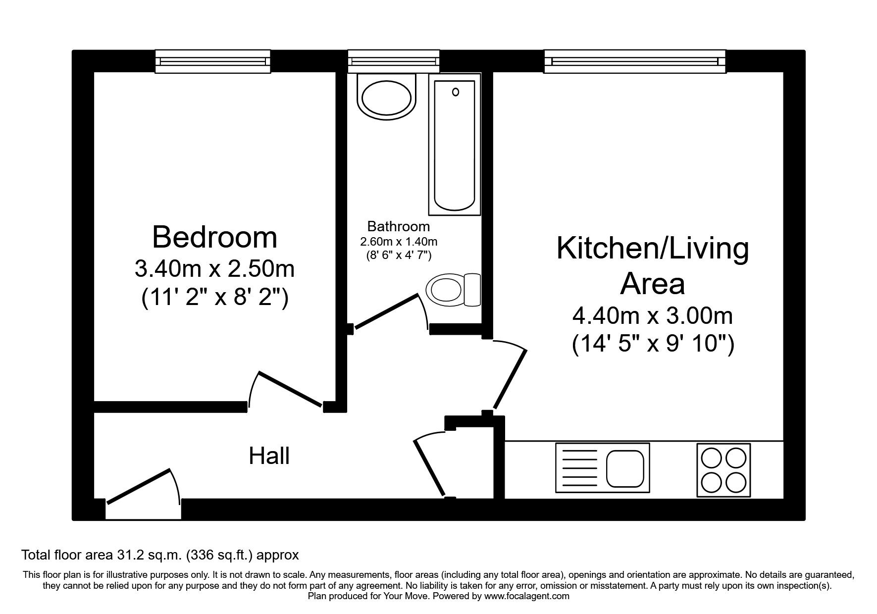 Floorplan of 1 bedroom Flat for sale, Catherine Street, Rochester, Kent, ME1