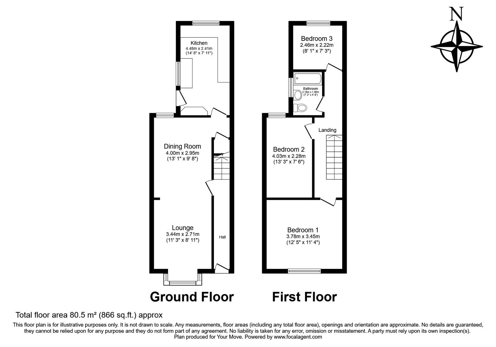 Floorplan of 3 bedroom Mid Terrace House for sale, Foord Street, Rochester, Kent, ME1