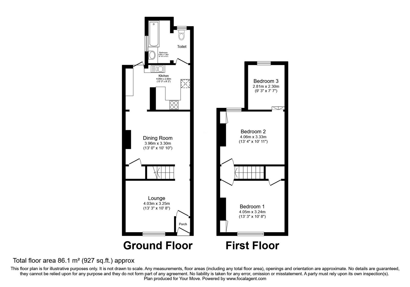 Floorplan of 3 bedroom Mid Terrace House for sale, Wainscott Road, Wainscott, Kent, ME2