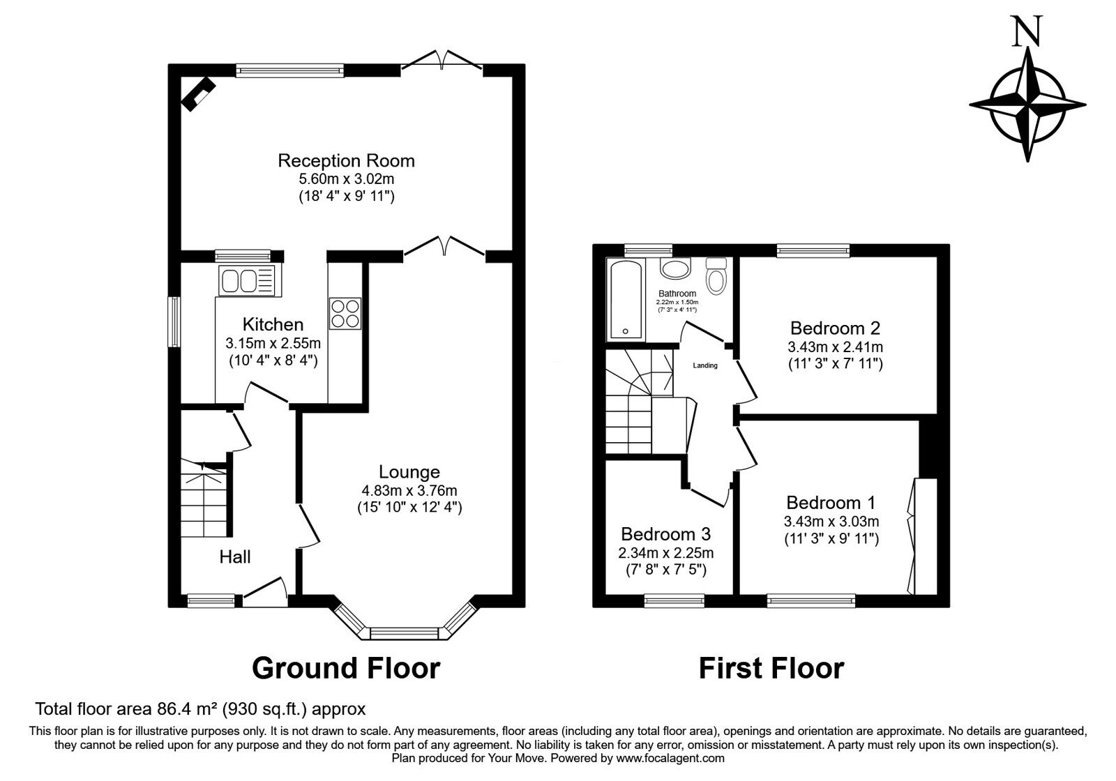 Floorplan of 3 bedroom Semi Detached House for sale, The Rise, Rochester, Kent, ME1