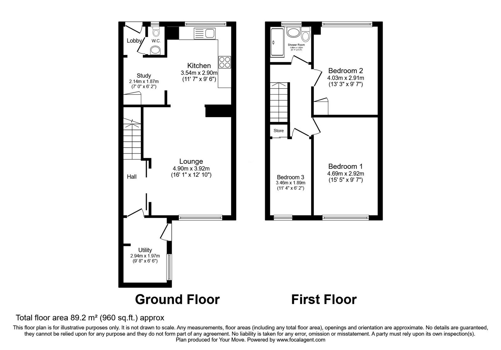 Floorplan of 3 bedroom End Terrace House for sale, Exeter Walk, Rochester, Kent, ME1