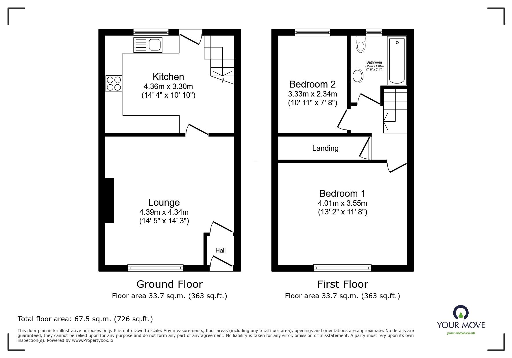 Floorplan of 2 bedroom Mid Terrace House for sale, Bowler Street, Shaw, Greater Manchester, OL2
