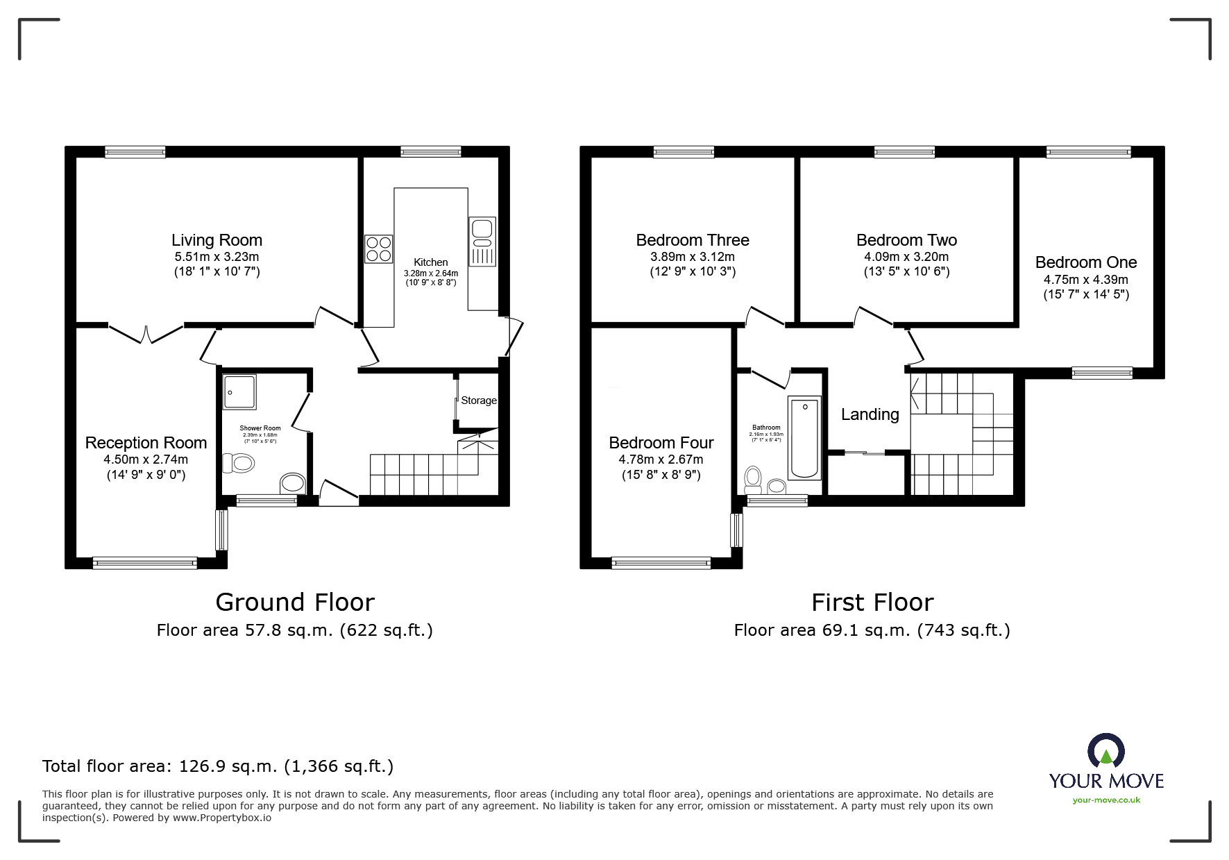 Floorplan of 4 bedroom Mid Terrace House to rent, Marlborough Street, Oldham, Greater Manchester, OL4
