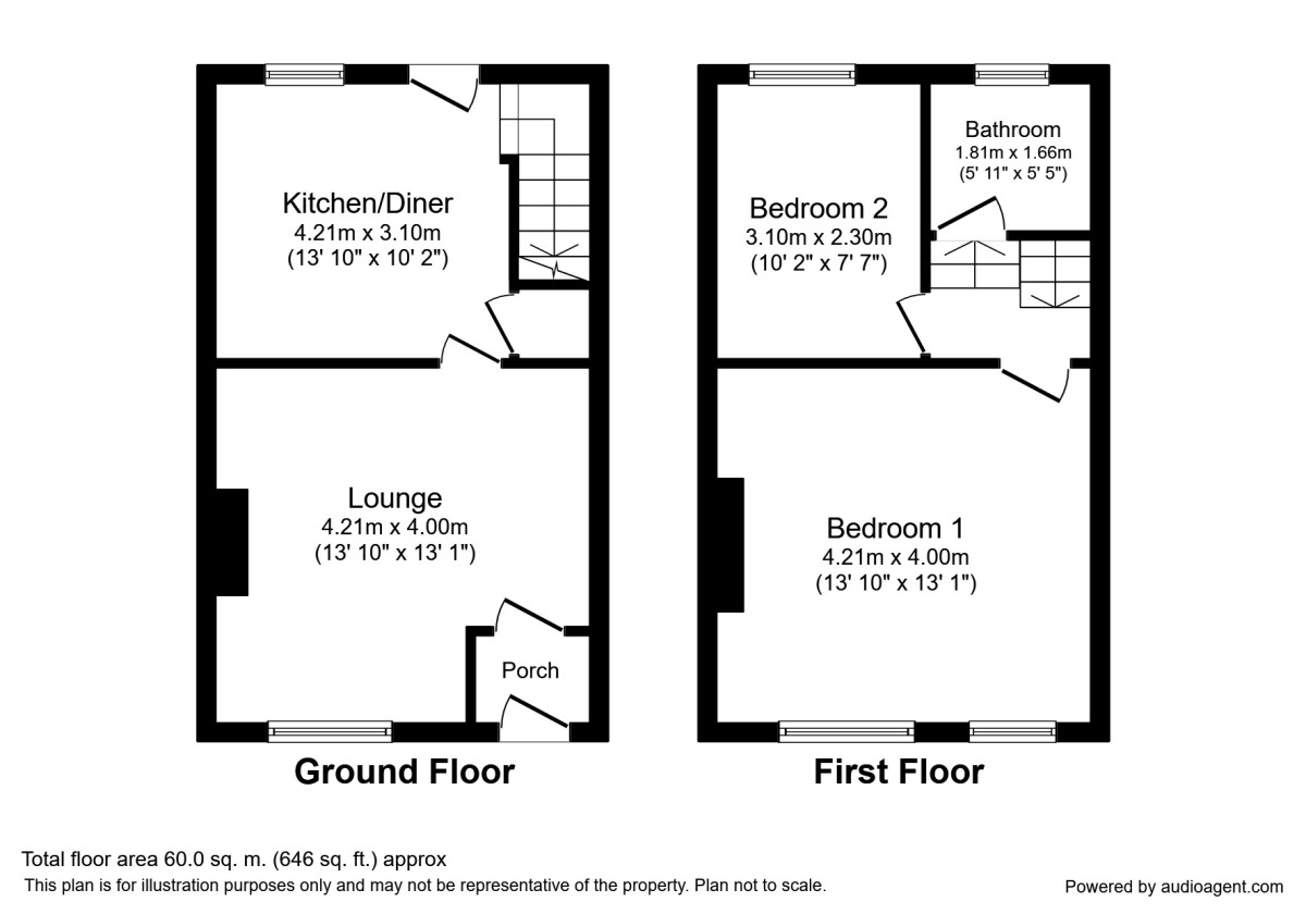 Floorplan of 2 bedroom Mid Terrace House for sale, Henthorn Street, Shaw, Greater Manchester, OL2