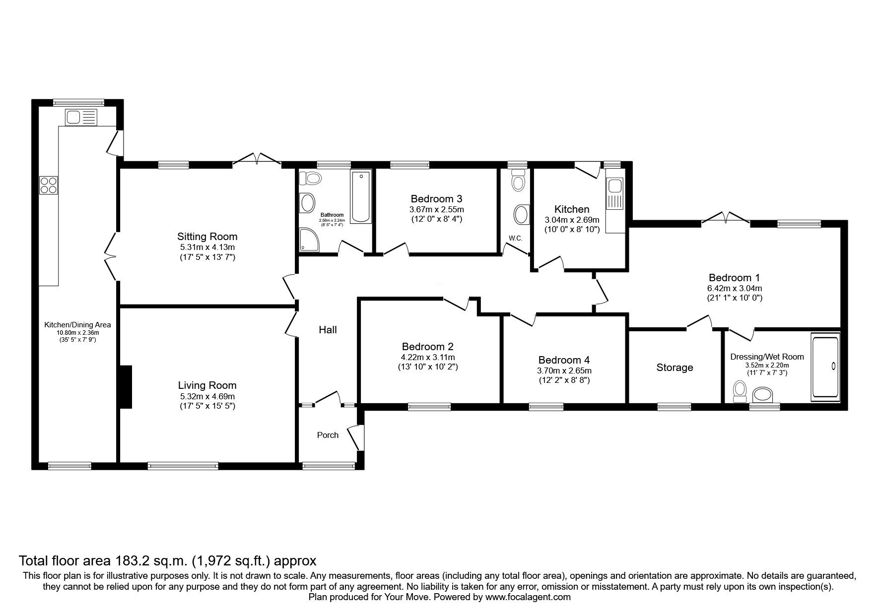 Floorplan of 4 bedroom Detached Bungalow for sale, Hillside Avenue, Shaw, Greater Manchester, OL2