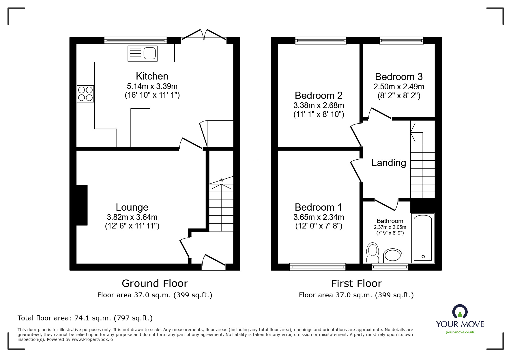 Floorplan of 3 bedroom Mid Terrace House for sale, Valley Road, Middleton, Greater Manchester, M24