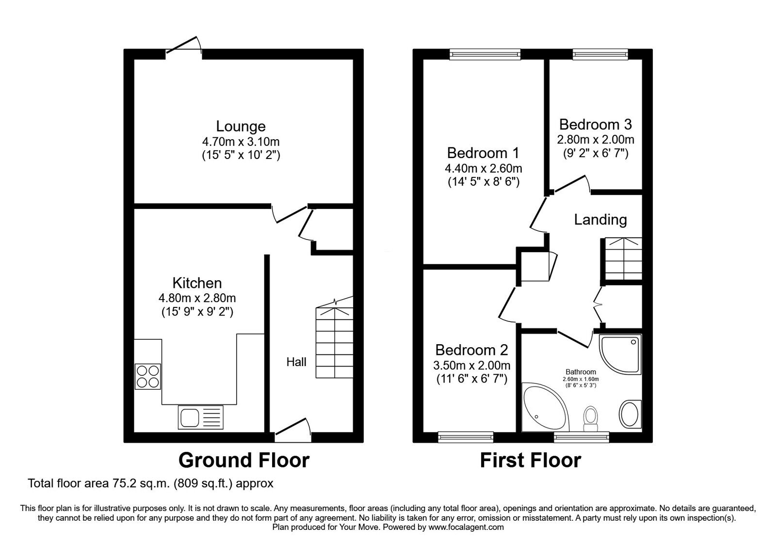 Floorplan of 3 bedroom Mid Terrace House for sale, Markenfield Drive, Shaw, Greater Manchester, OL2