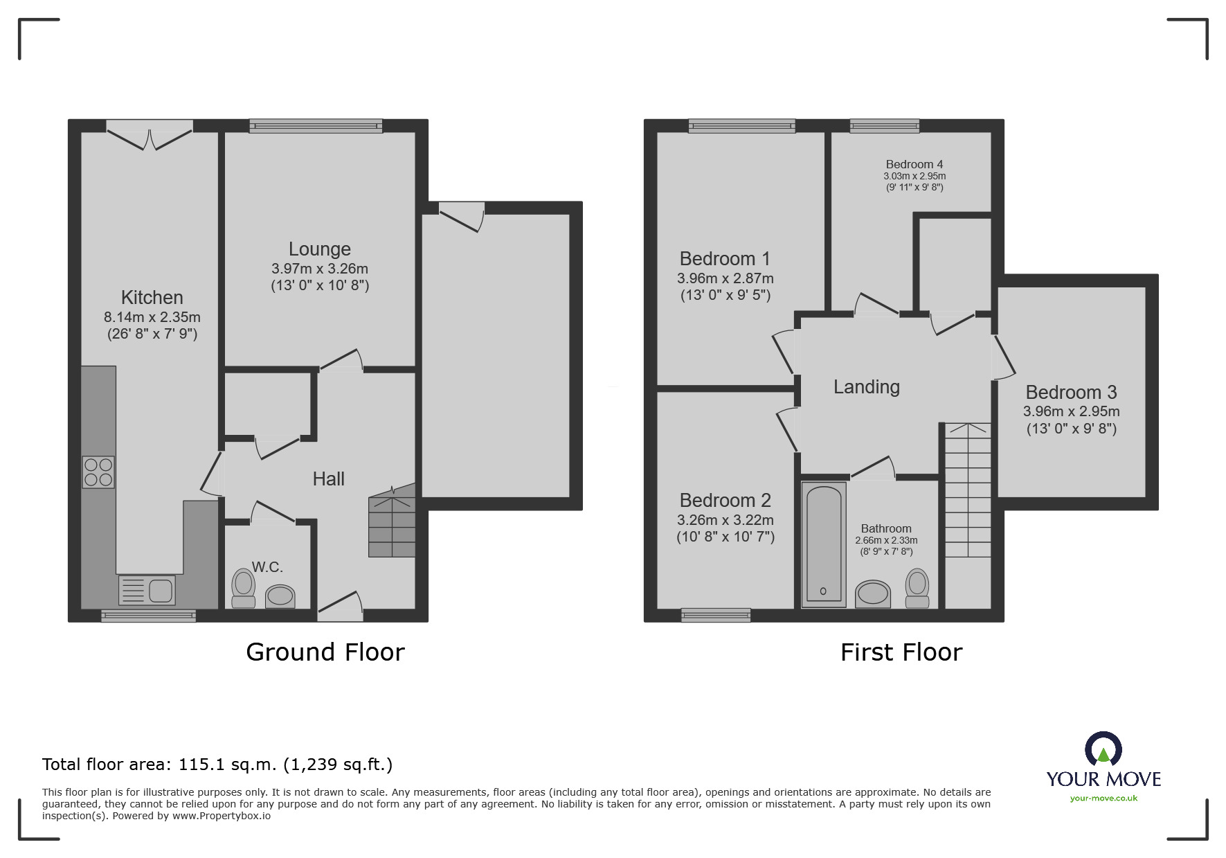 Floorplan of 4 bedroom Mid Terrace House for sale, Patterdale Close, Oldham, Greater Manchester, OL1