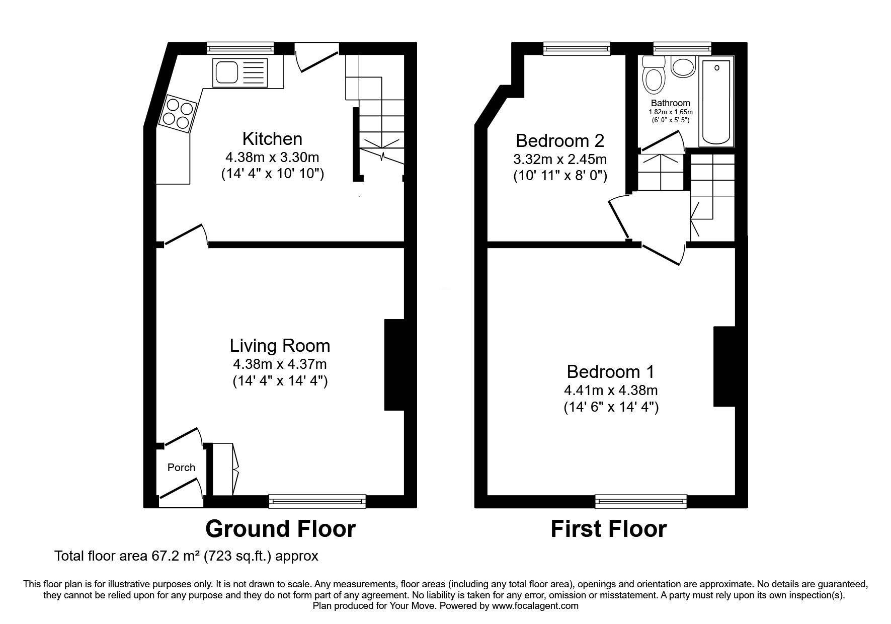Floorplan of 2 bedroom Mid Terrace House for sale, Milnrow Road, Shaw, Greater Manchester, OL2