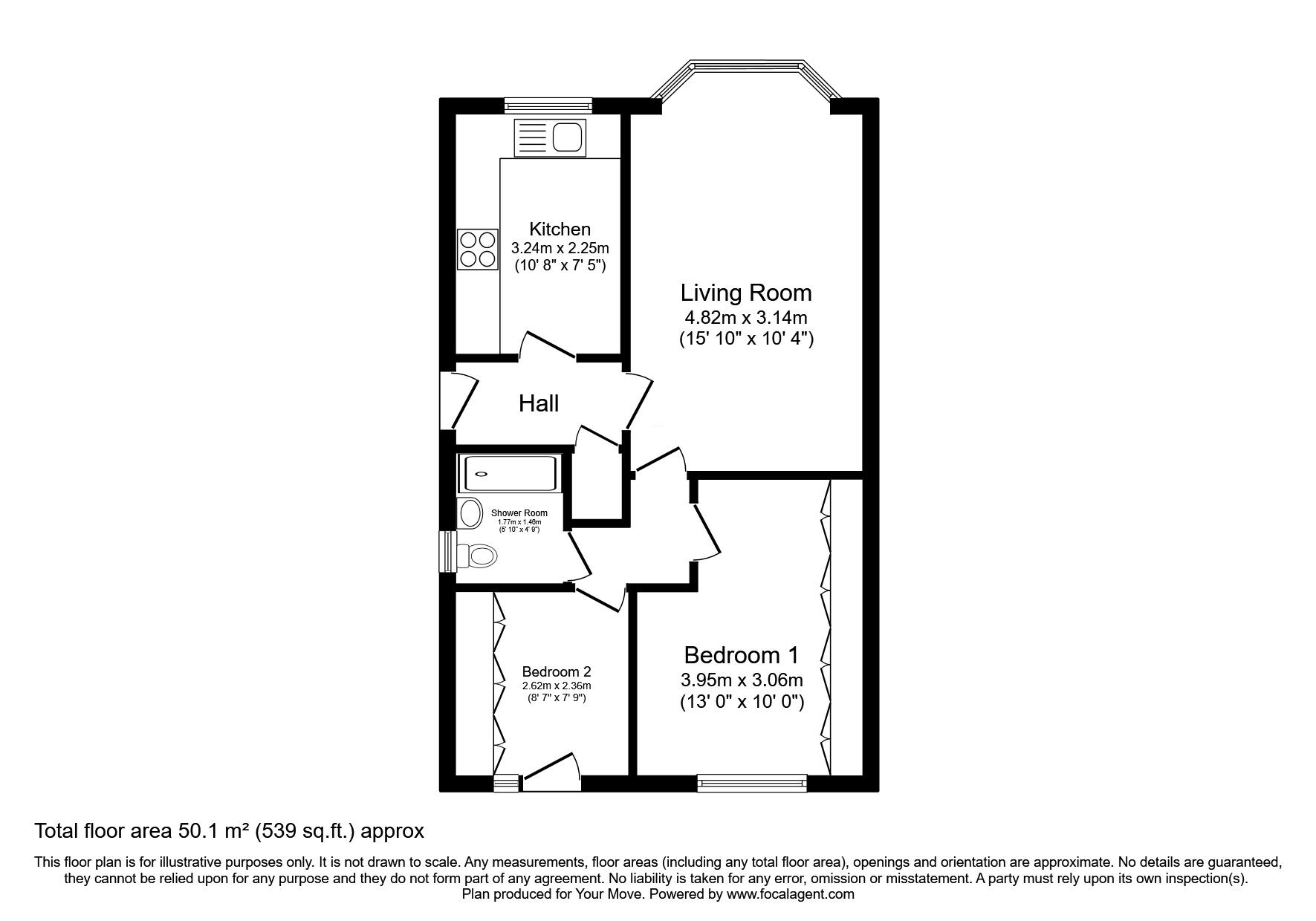 Floorplan of 2 bedroom Semi Detached Bungalow for sale, Cumberland Drive, Royton, Greater Manchester, OL2
