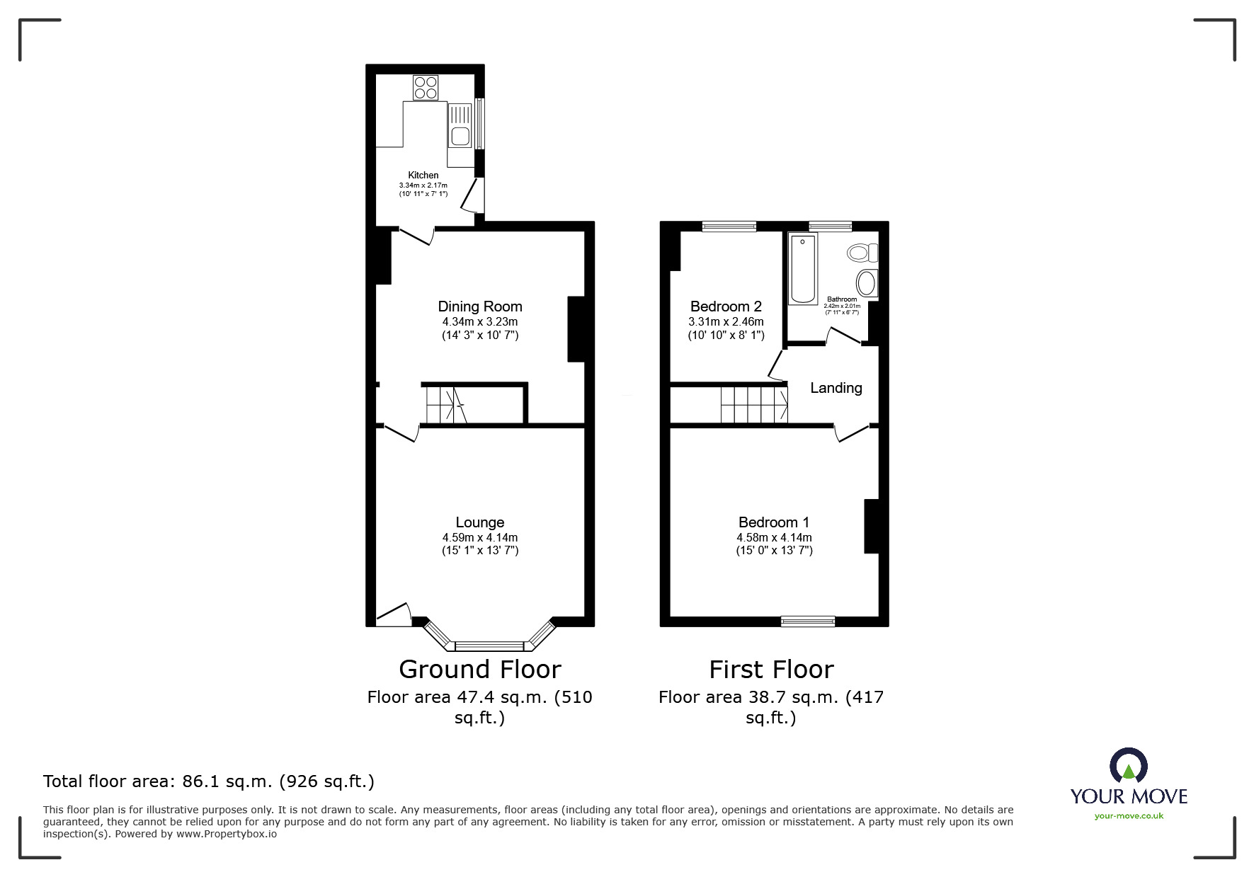 Floorplan of 2 bedroom Mid Terrace House for sale, Queens Road, Chadderton, Greater Manchester, OL9