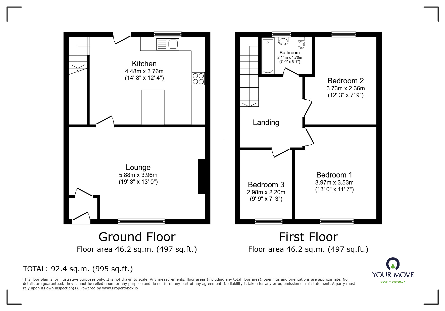 Floorplan of 3 bedroom Mid Terrace House for sale, Middleton Road, Chadderton, Greater Manchester, OL9