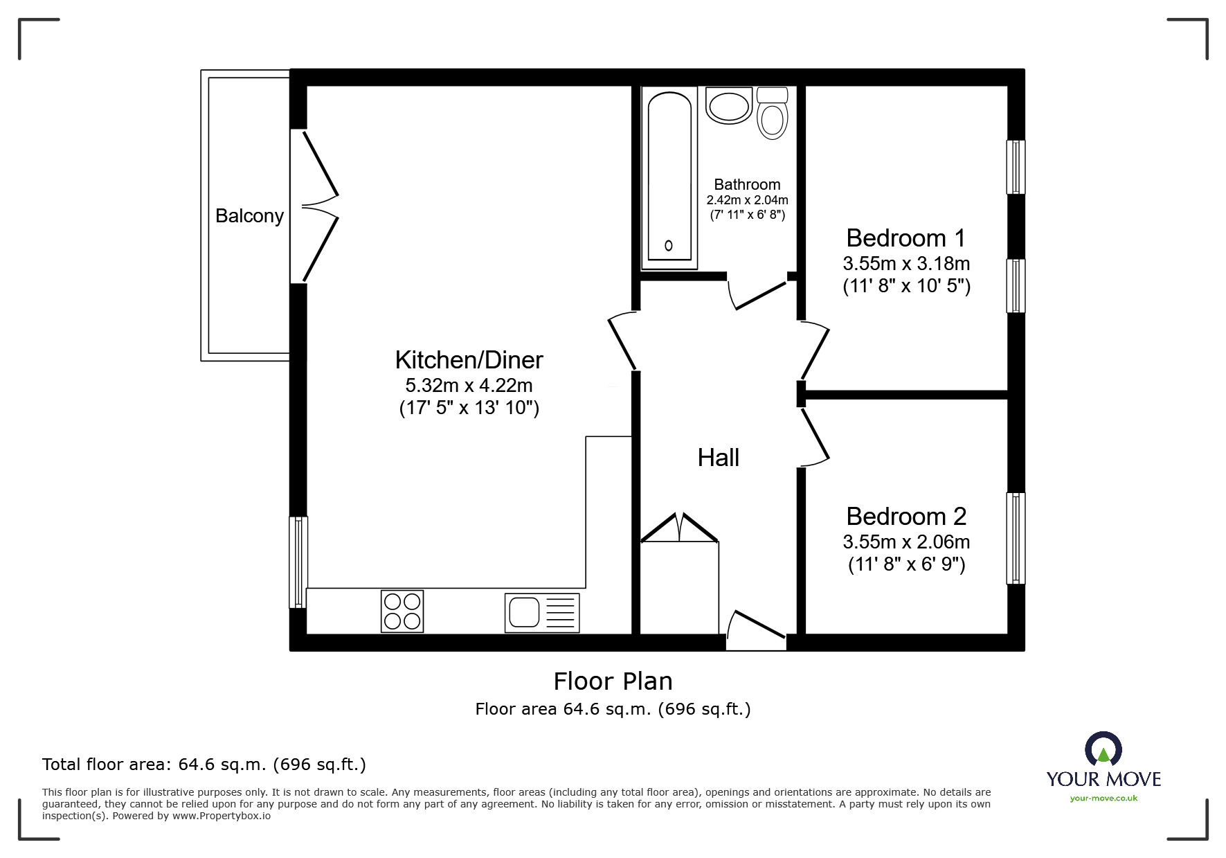 Floorplan of 2 bedroom  Flat for sale, Waverley Street, Oldham, Greater Manchester, OL1