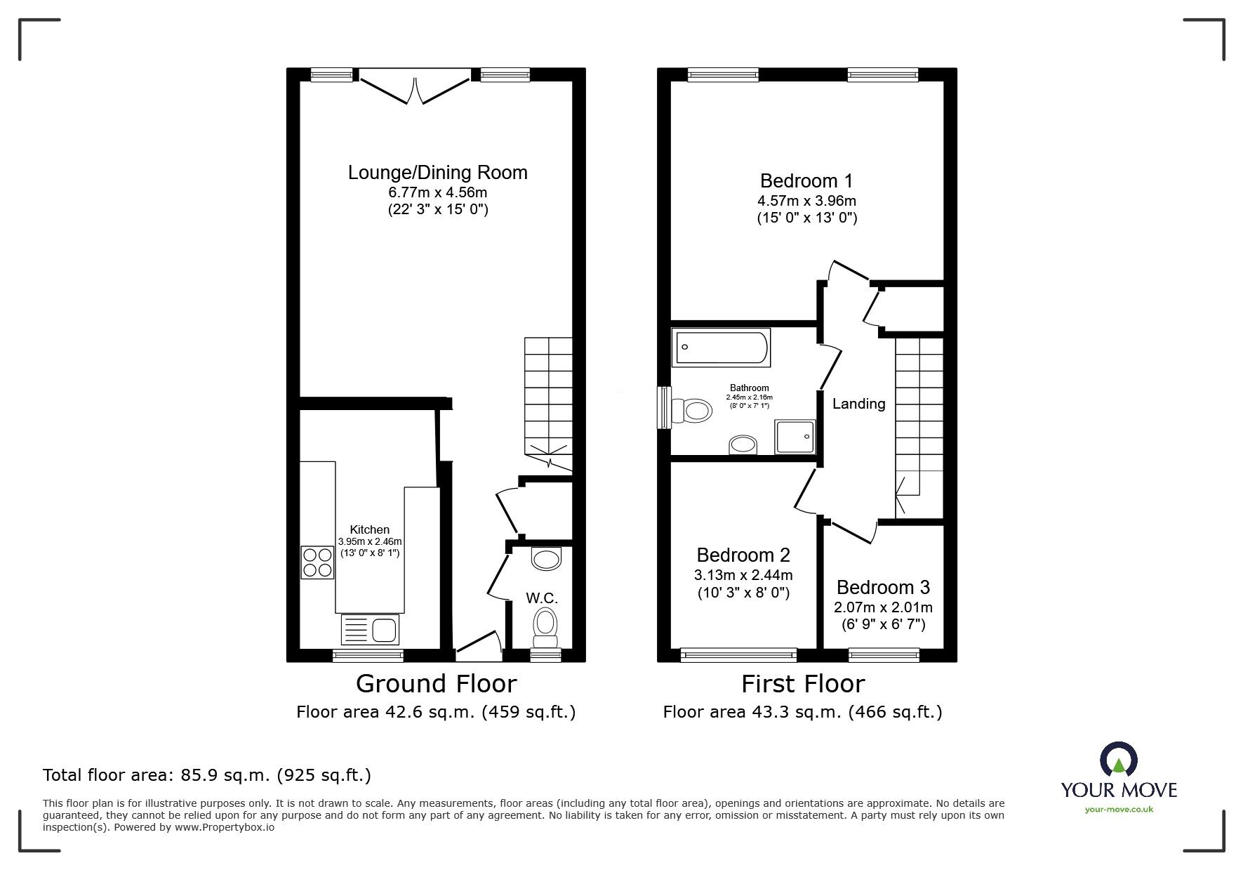 Floorplan of 3 bedroom Semi Detached House for sale, Old Manor Farm Close, Oldham, Greater Manchester, OL4
