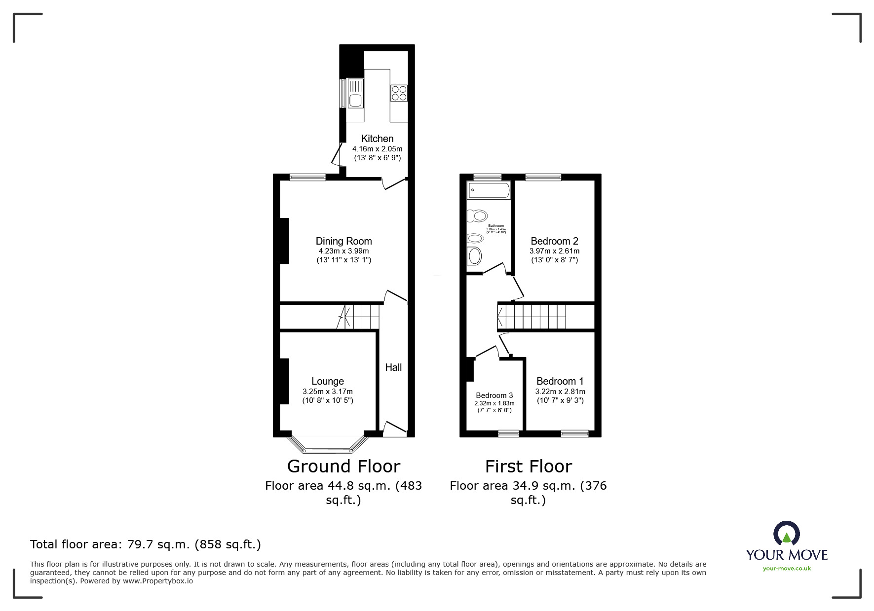 Floorplan of 3 bedroom Mid Terrace House for sale, Prince Edward Avenue, Oldham, Greater Manchester, OL4