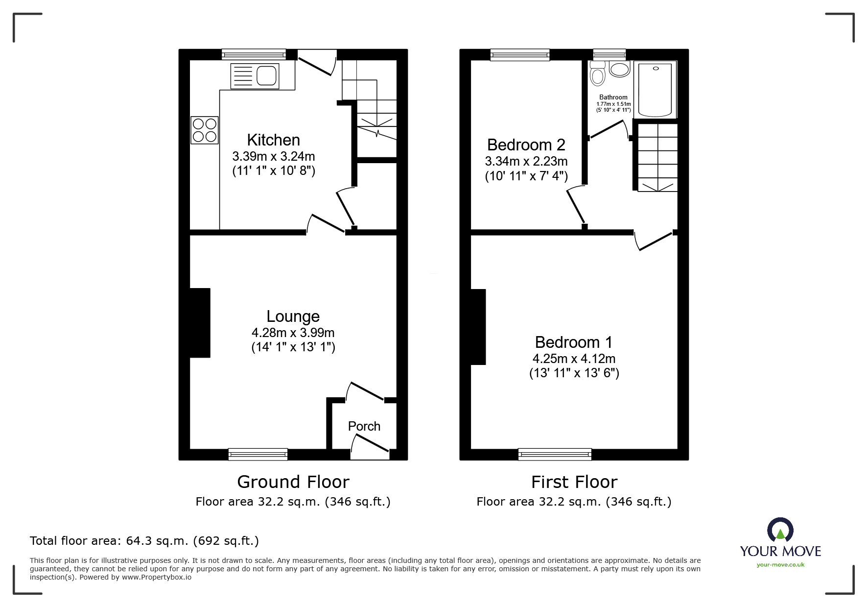 Floorplan of 2 bedroom Mid Terrace House for sale, Dixon Street, Lees, Greater Manchester, OL4
