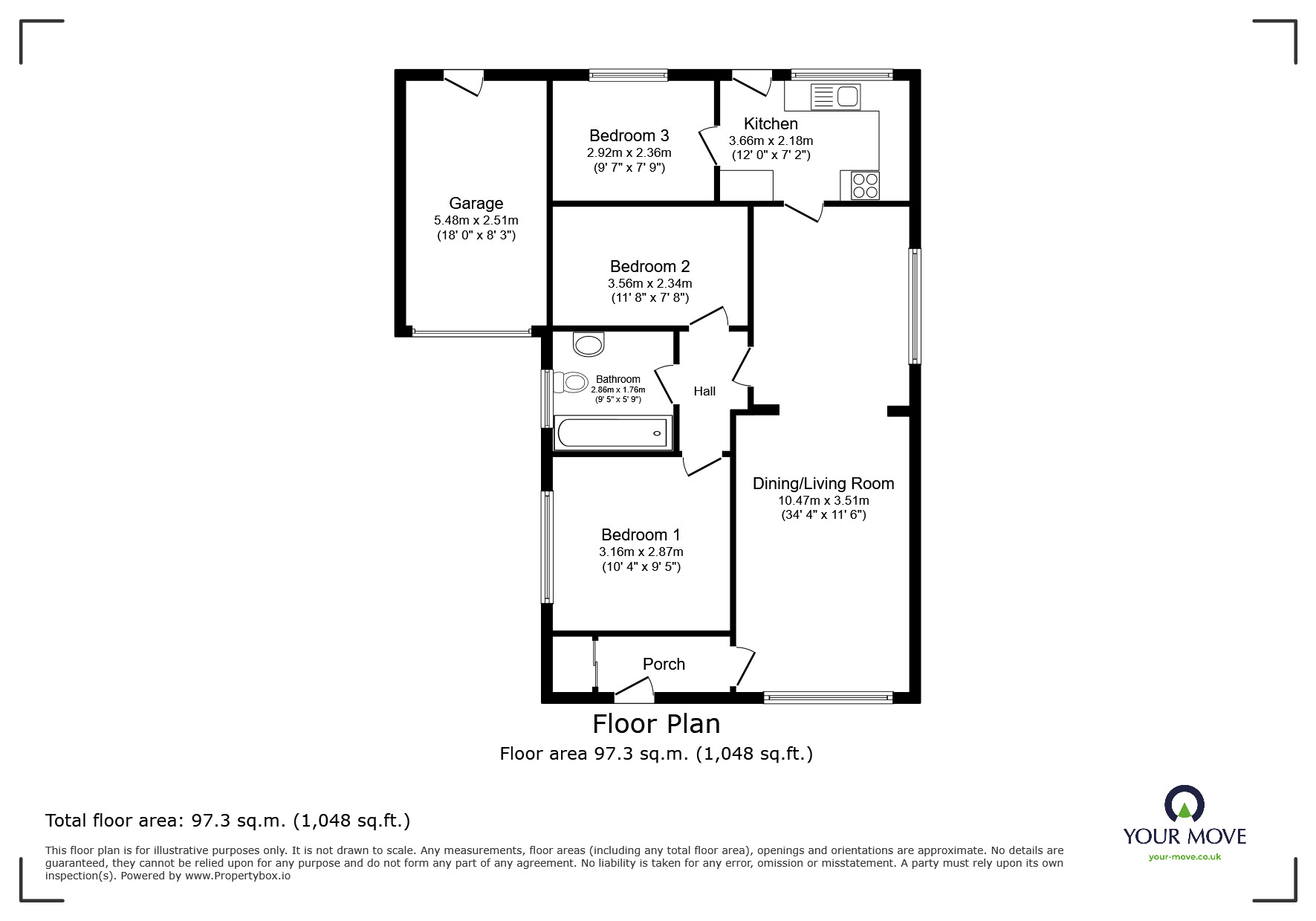 Floorplan of 3 bedroom Detached Bungalow for sale, Old Brook Close, Shaw, Greater Manchester, OL2