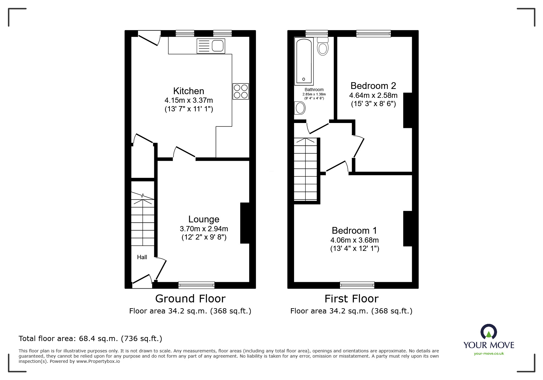 Floorplan of 2 bedroom Mid Terrace House for sale, Crofton Street, Oldham, Greater Manchester, OL8