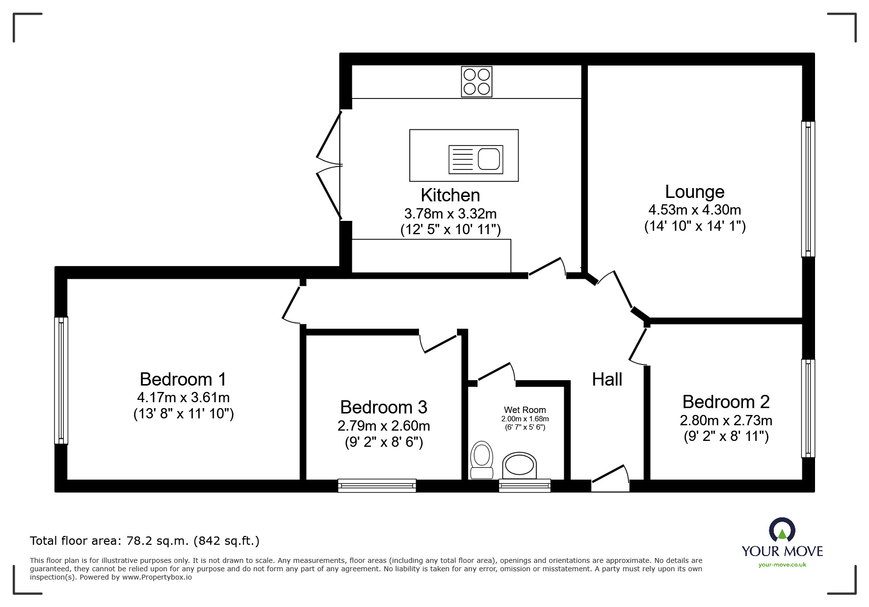 Floorplan of 3 bedroom Semi Detached Bungalow for sale, Duchess Street, Shaw, Greater Manchester, OL2