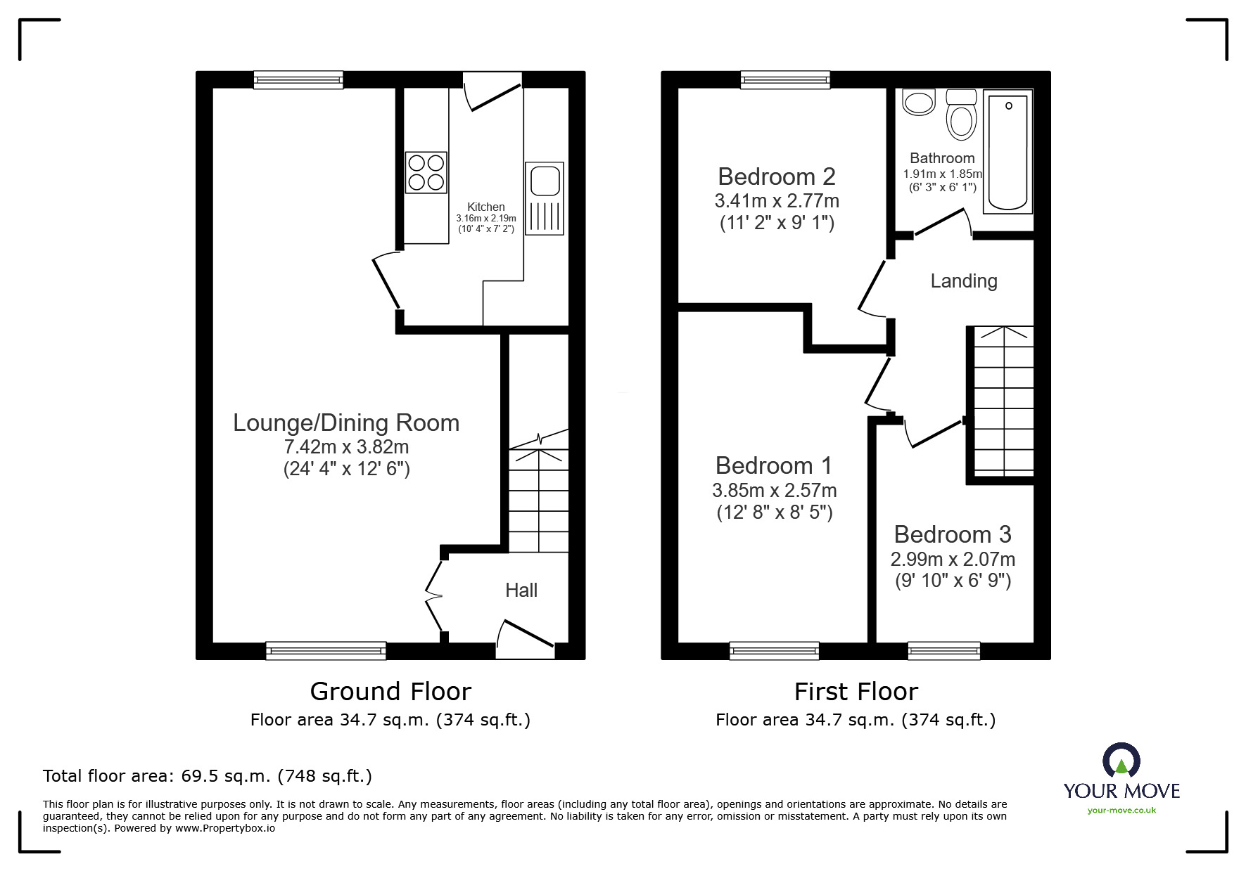 Floorplan of 3 bedroom Semi Detached House for sale, Polperro Close, Royton, Greater Manchester, OL2