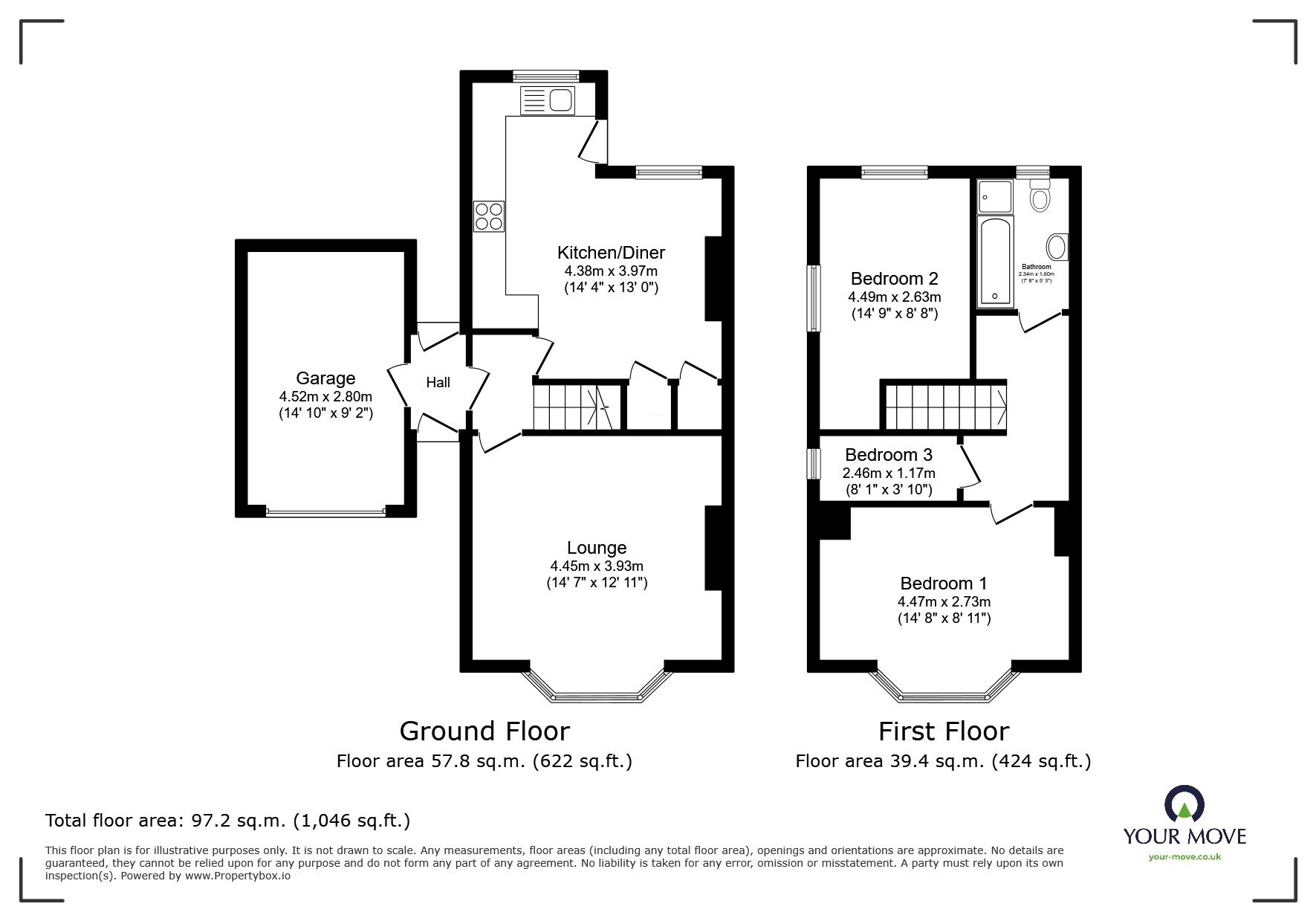 Floorplan of 3 bedroom Semi Detached House for sale, Brownlow Avenue, Royton, Greater Manchester, OL2