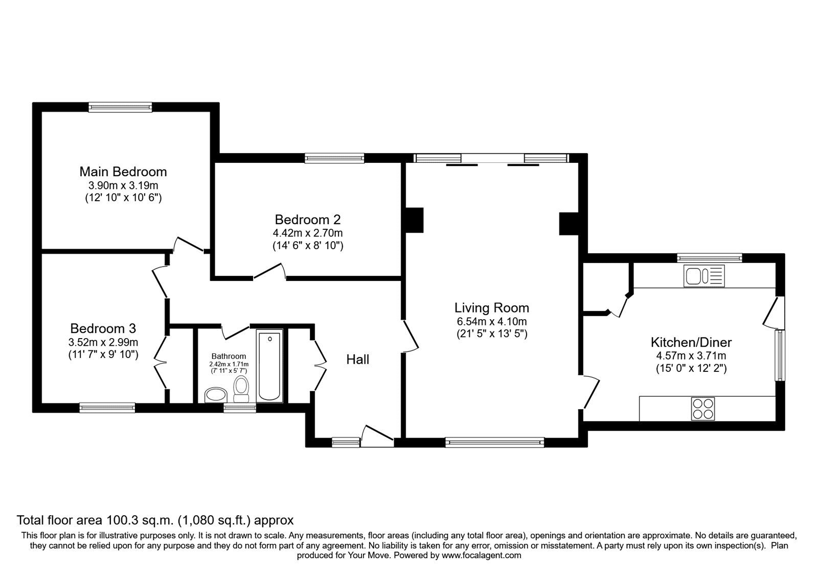 Floorplan of 3 bedroom Detached Bungalow for sale, Brellafield Drive, Shaw, Greater Manchester, OL2