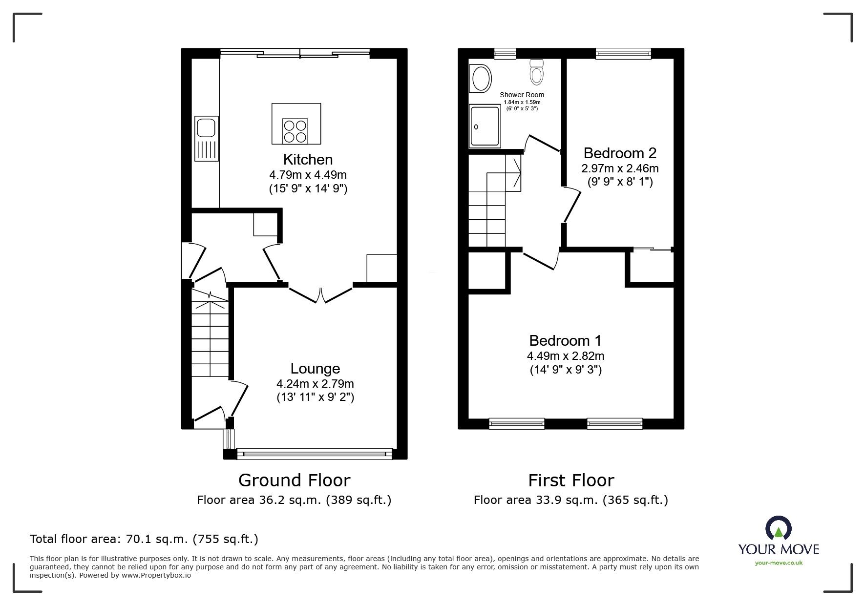 Floorplan of 2 bedroom Semi Detached House for sale, Fife Avenue, Chadderton, Greater Manchester, OL9