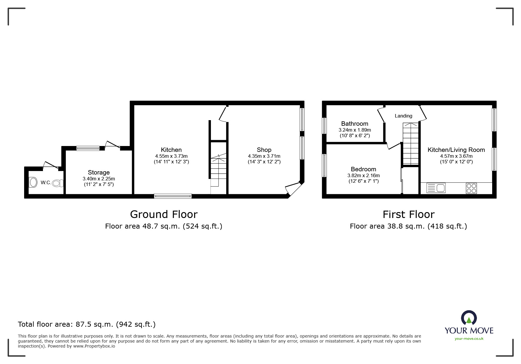 Floorplan of 1 bedroom End Terrace Flat for sale, Shaw Road, Royton, Greater Manchester, OL2