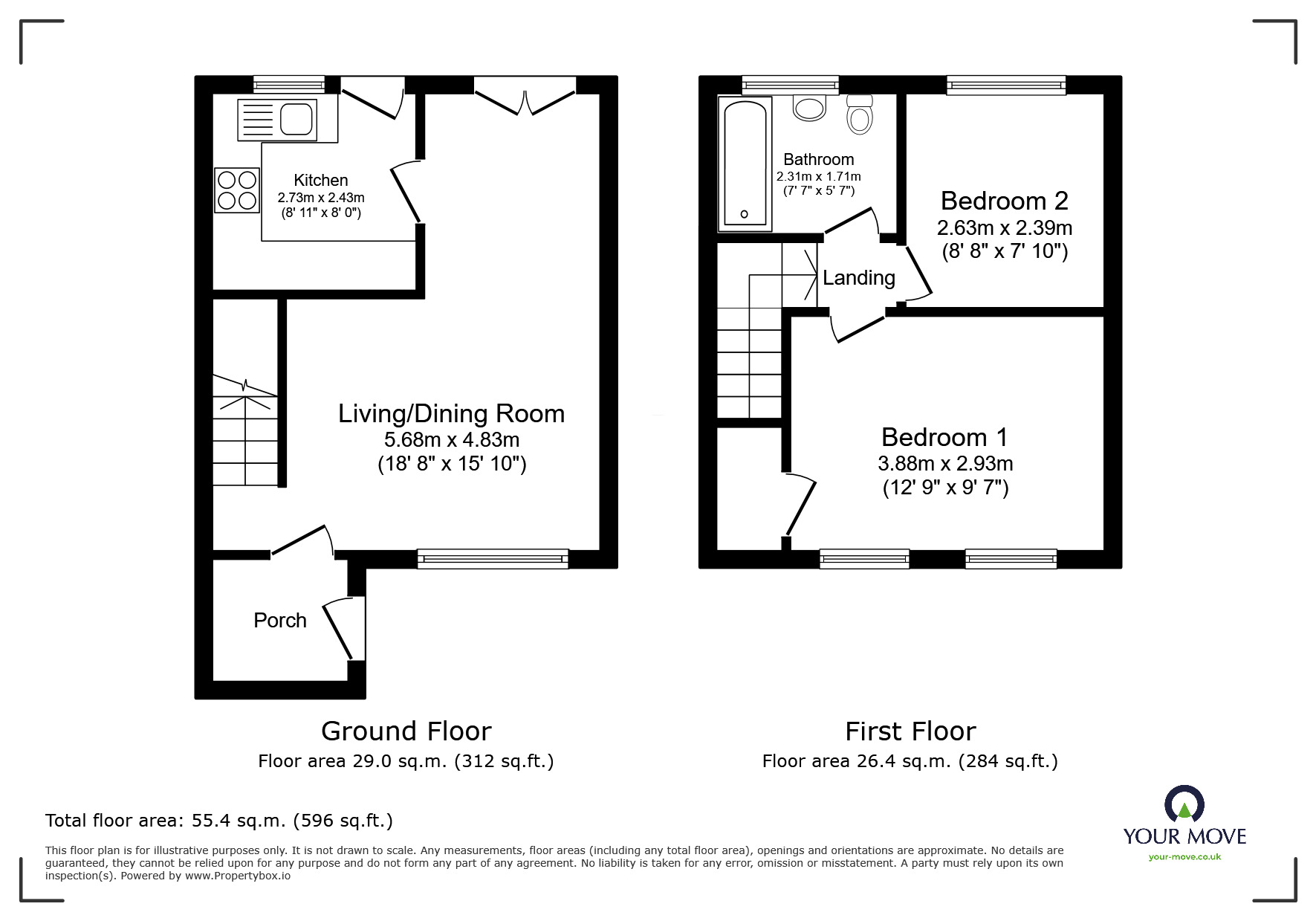 Floorplan of 2 bedroom Semi Detached House for sale, Willow Avenue, Middleton, Greater Manchester, M24