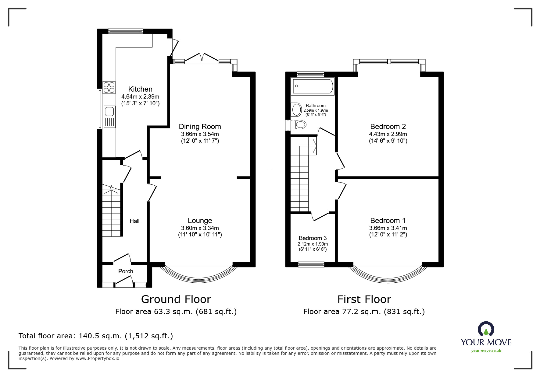 Floorplan of 3 bedroom Semi Detached House for sale, Broadway, Royton, Greater Manchester, OL2