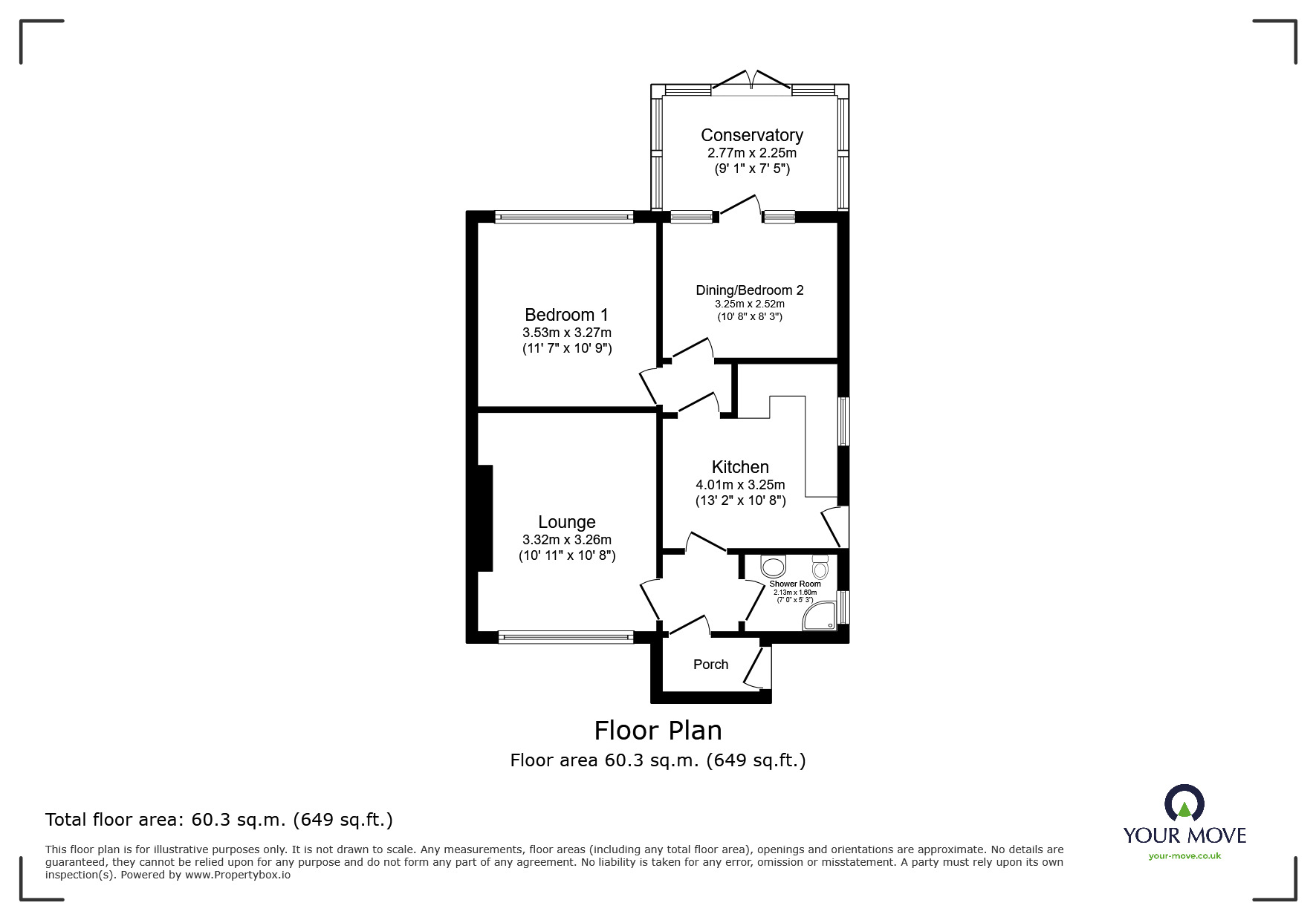 Floorplan of 2 bedroom Semi Detached Bungalow for sale, Charnwood Close, Shaw, Greater Manchester, OL2