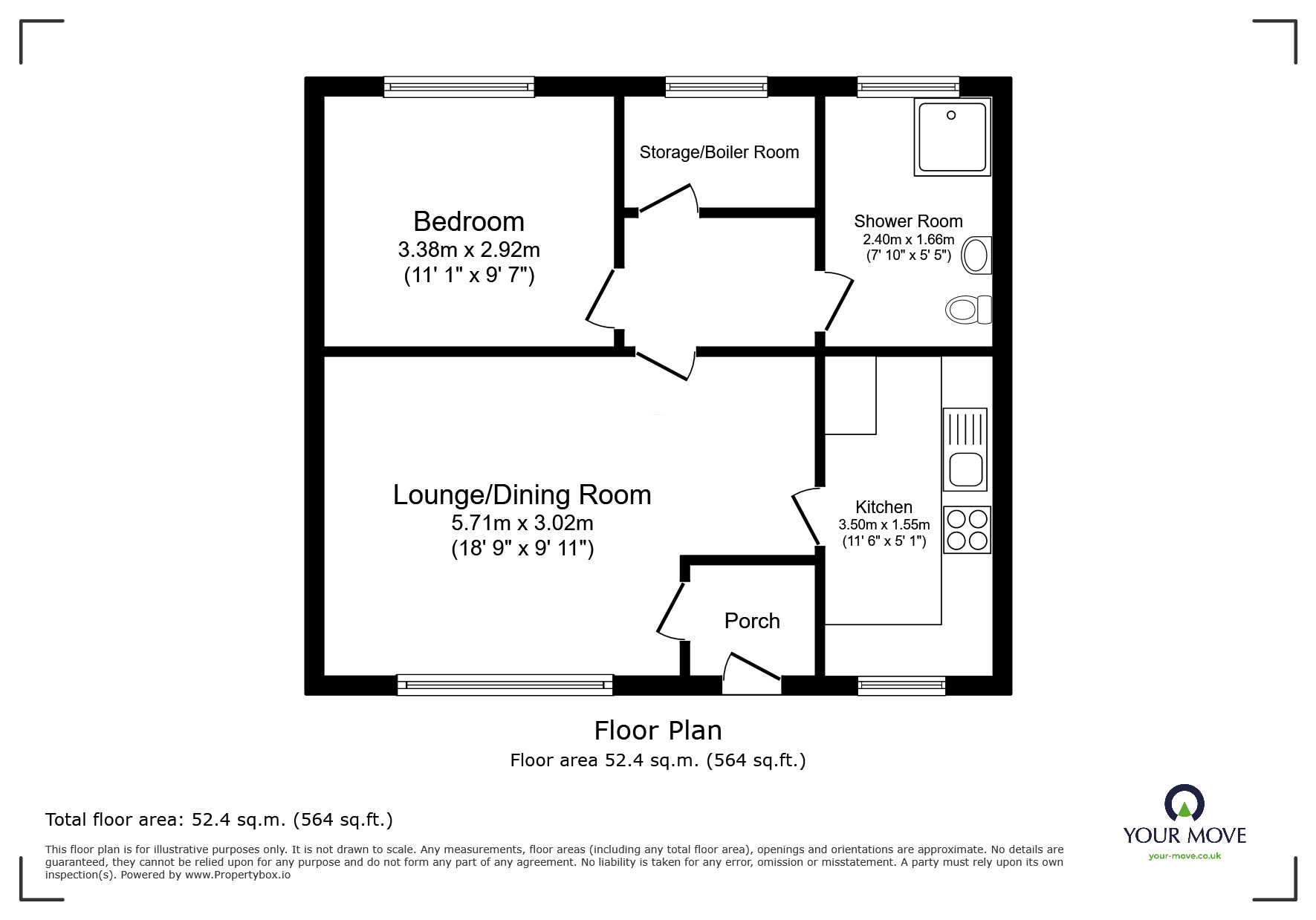 Floorplan of 1 bedroom Mid Terrace Bungalow for sale, Henshaw Street, Oldham, Greater Manchester, OL1