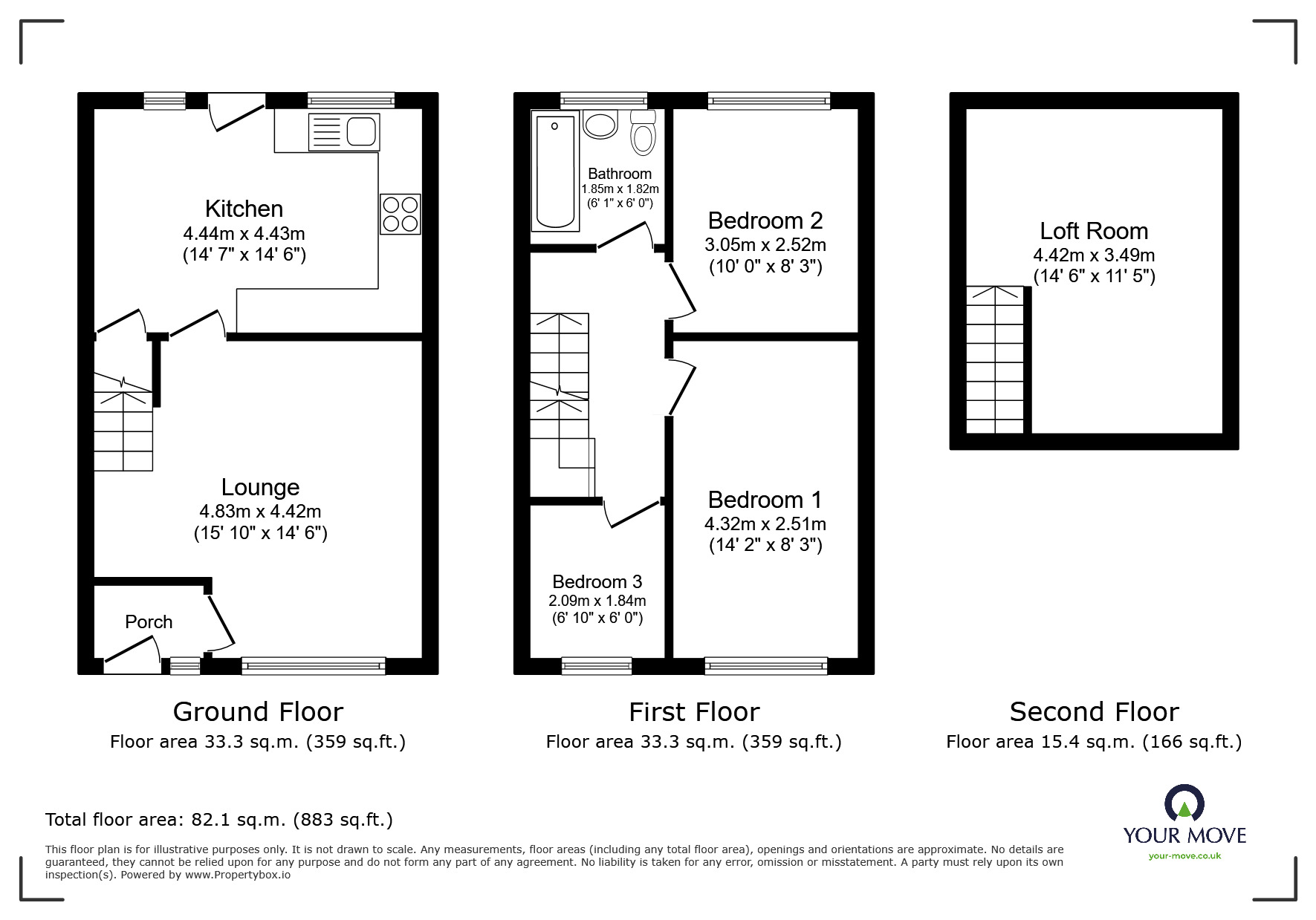 Floorplan of 3 bedroom Mid Terrace House for sale, Dalehead Drive, Shaw, Greater Manchester, OL2