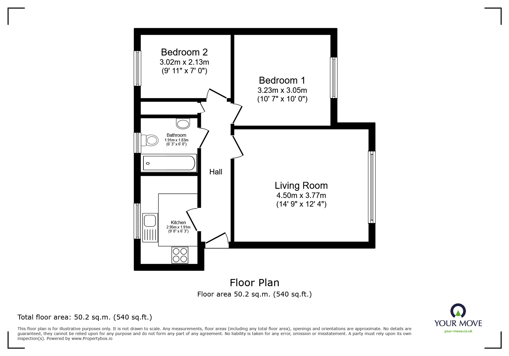 Floorplan of 2 bedroom  Flat for sale, Border Mill Fold, Mossley, Greater Manchester, OL5