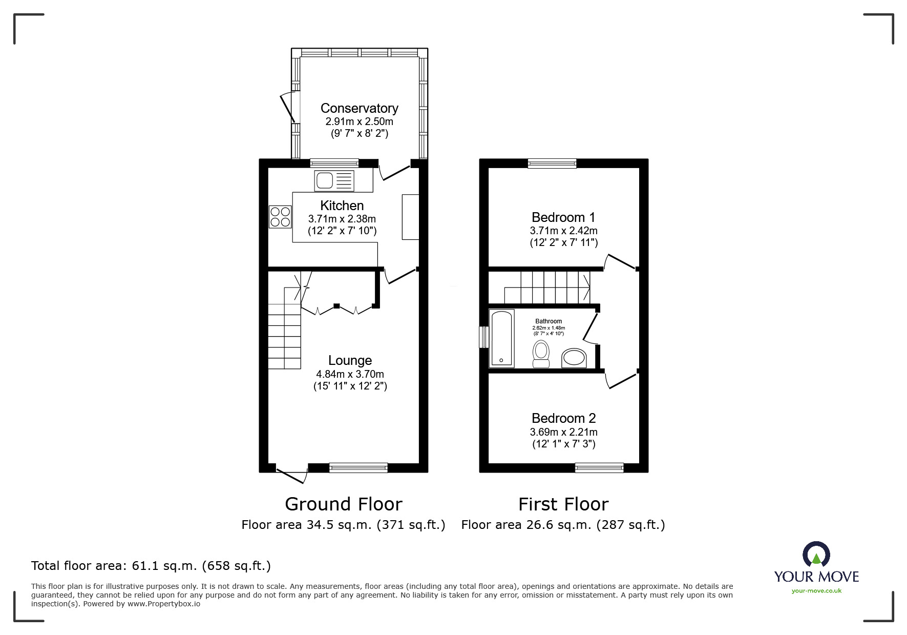 Floorplan of 2 bedroom Semi Detached House for sale, Magpie Lane, Oldham, Greater Manchester, OL4