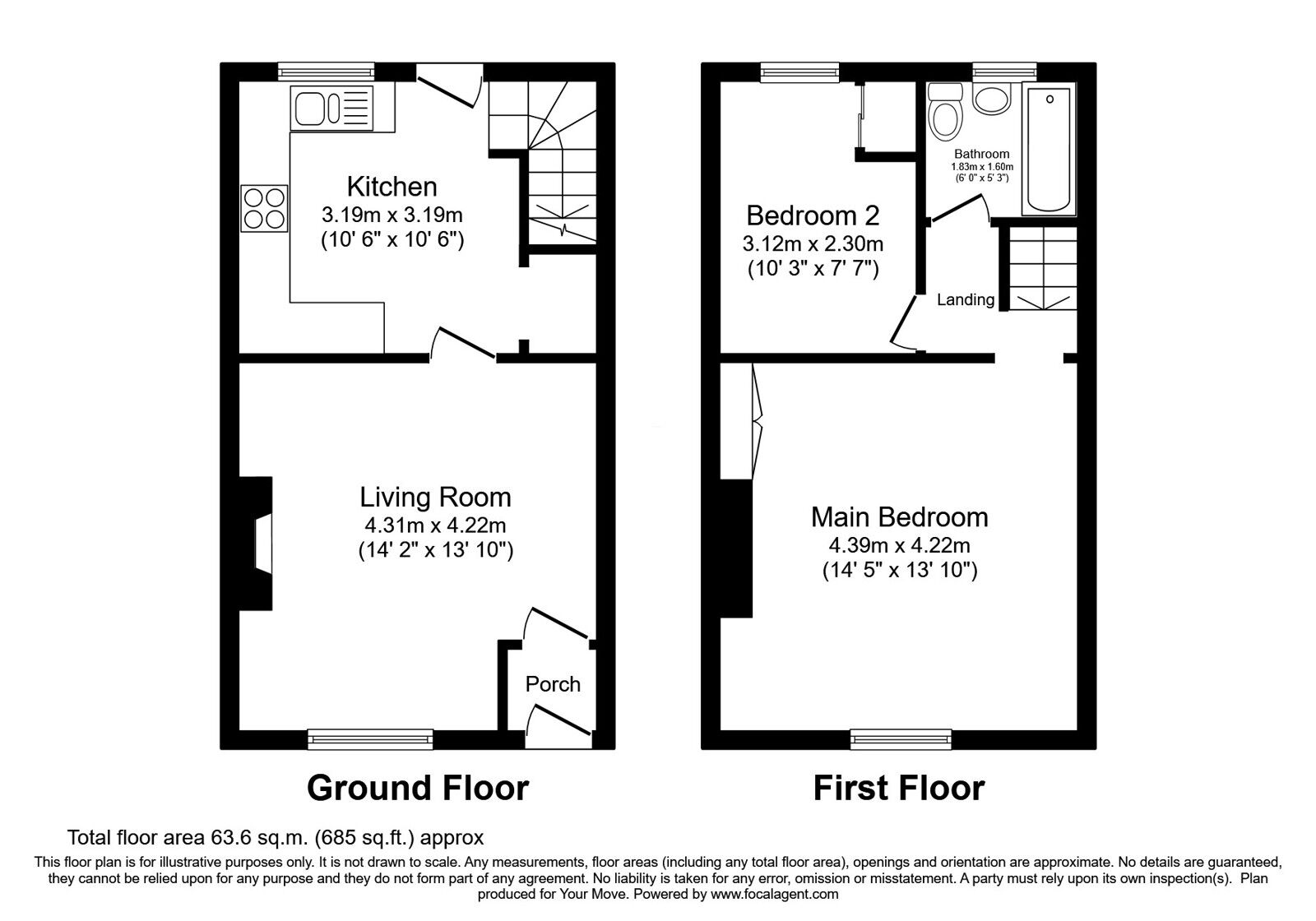 Floorplan of 2 bedroom Mid Terrace House for sale, Rochdale Road, Shaw, Greater Manchester, OL2
