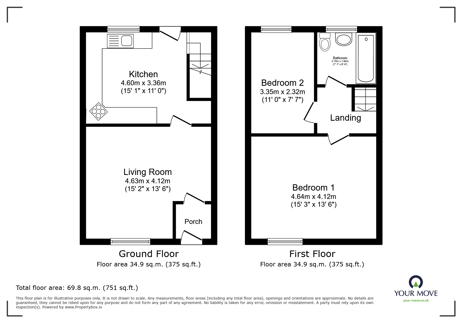 Floorplan of 2 bedroom End Terrace House to rent, Oldham Road, Shaw, Greater Manchester, OL2