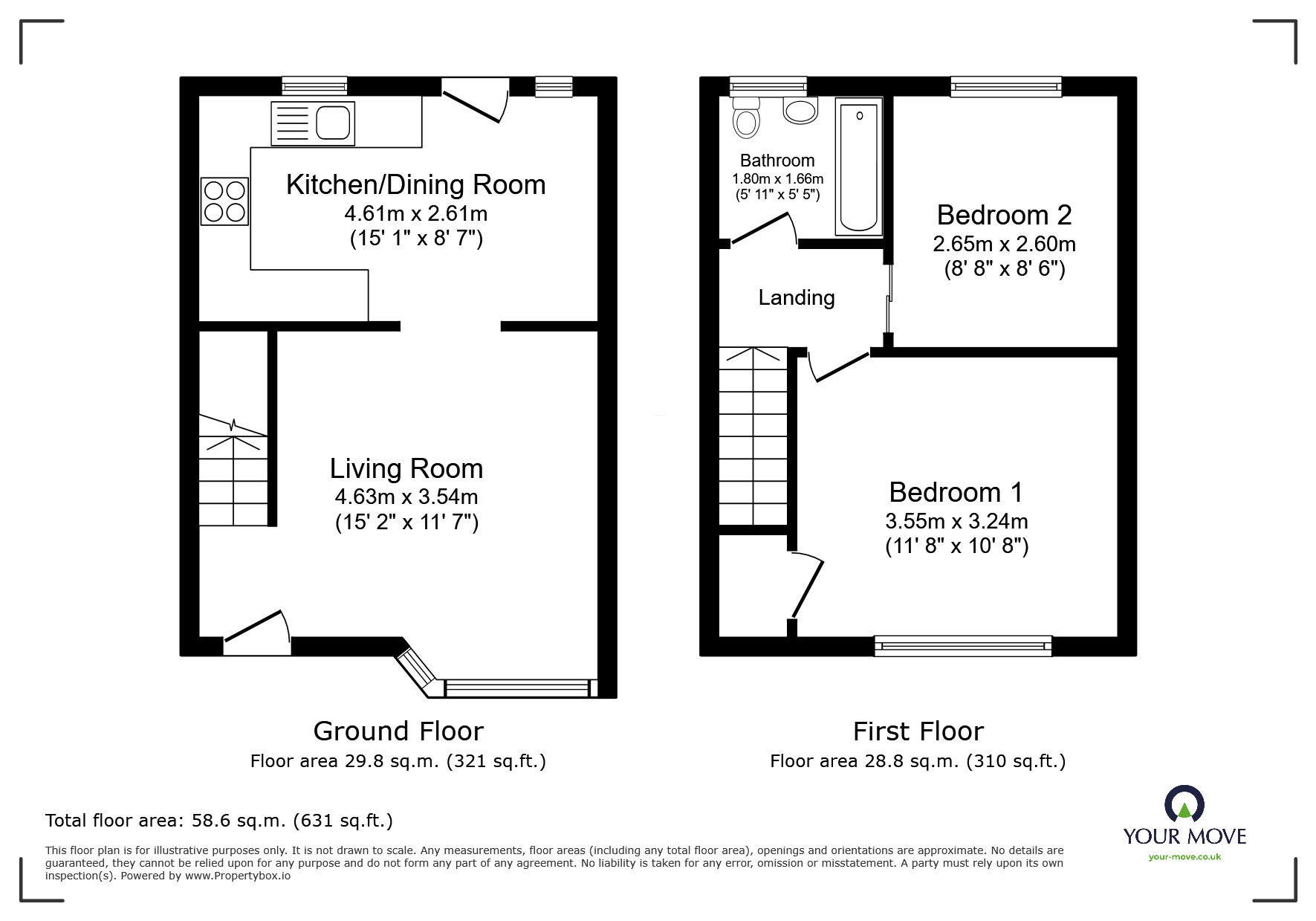 Floorplan of 2 bedroom End Terrace House for sale, Top Street, Oldham, Greater Manchester, OL4