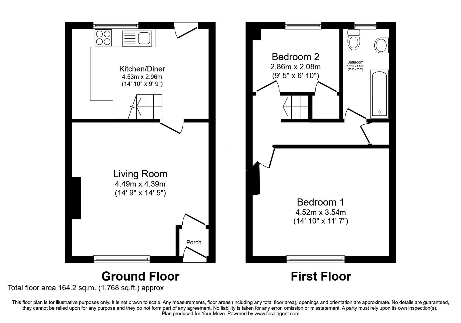 Floorplan of 2 bedroom Mid Terrace House for sale, Smallbrook Road, Shaw, Greater Manchester, OL2
