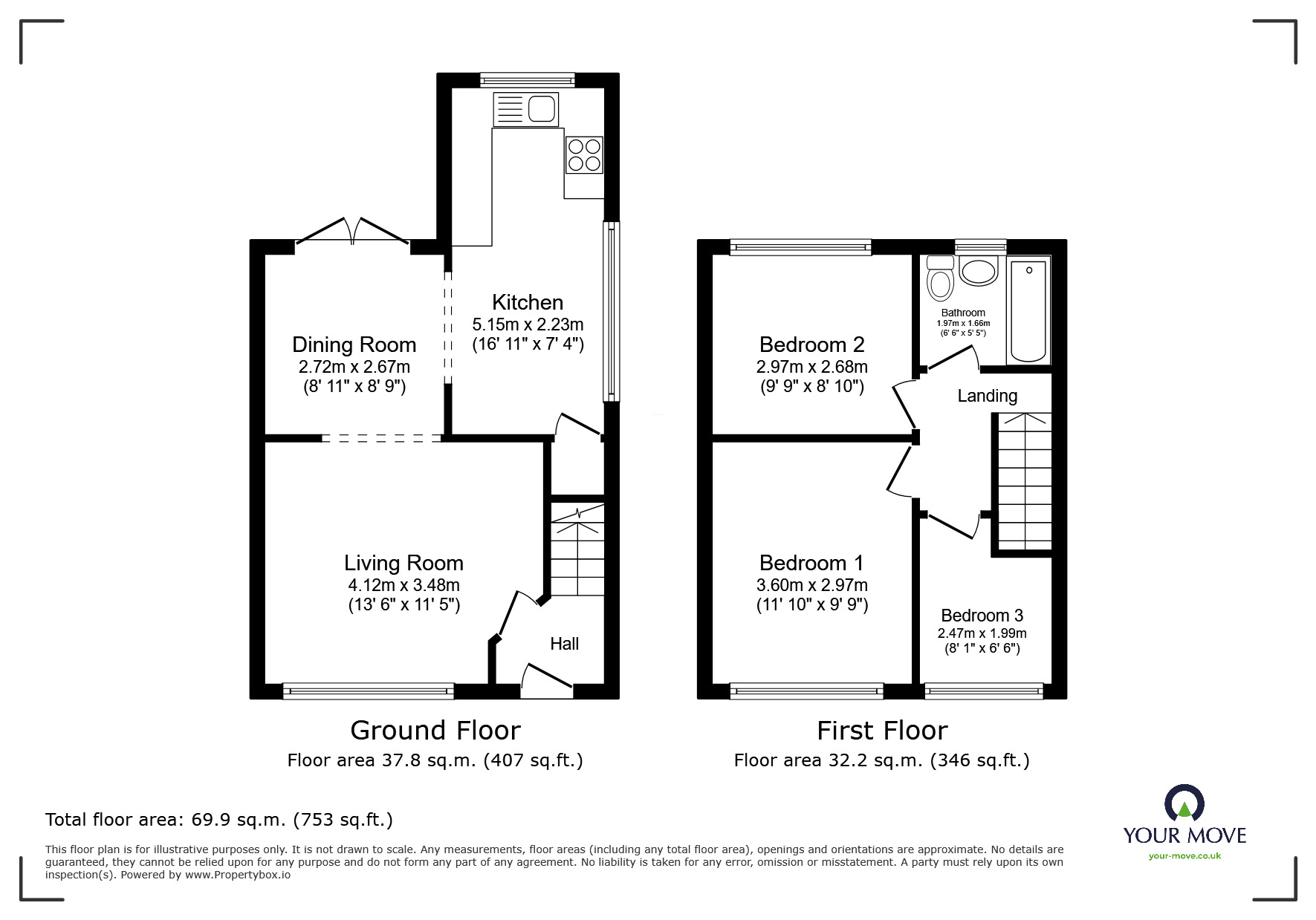 Floorplan of 3 bedroom End Terrace House for sale, Crossbank Avenue, Lees, Greater Manchester, OL4