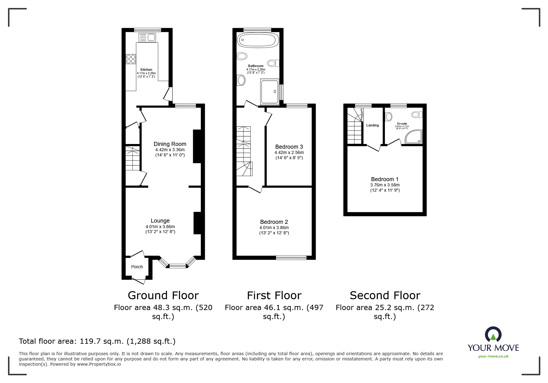 Floorplan of 3 bedroom Mid Terrace House for sale, Mossley Road, Grasscroft, Greater Manchester, OL4