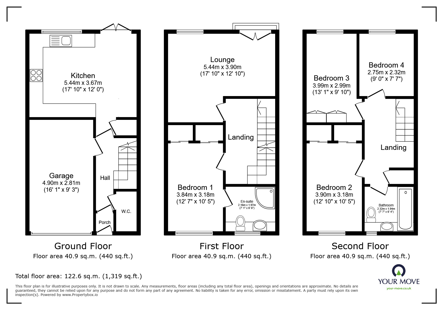Floorplan of 4 bedroom Mid Terrace House for sale, Knoll Close, Greenfield, Greater Manchester, OL3